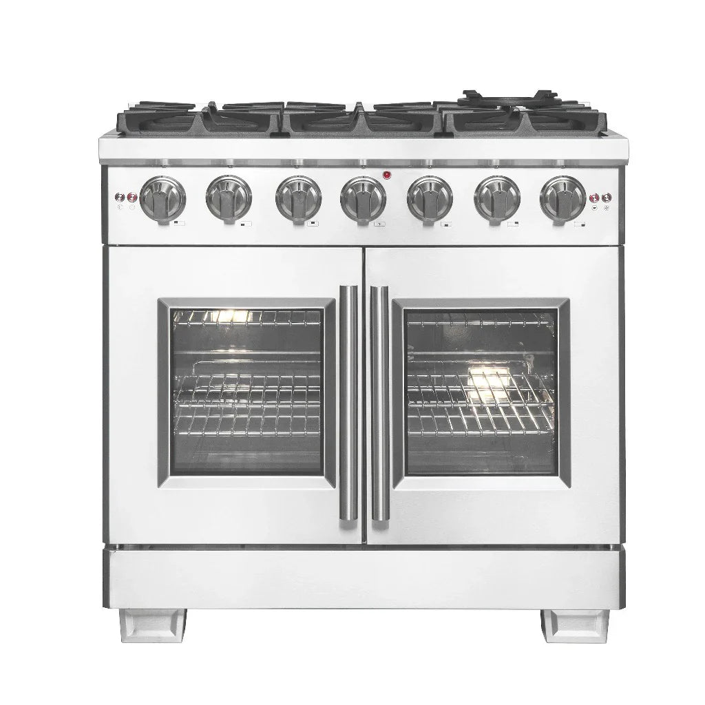 Forno Capriasca 36-Inch Freestanding All-Gas Range with French Door, 5.36 cu. ft. Oven, Stainless Steel (Model FFSGS6460-36)