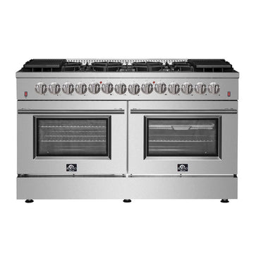 Forno Galiano 60-Inch Freestanding Dual Fuel Range with Double Oven, 8.64 cu. ft., Stainless Steel with Gold Accents (FFSGS6156-60)