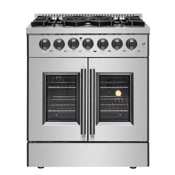 Forno Galiano 30-Inch Freestanding Dual Fuel Range with Gas Cooktop, Electric Oven, 4.32 Cu. Ft., Stainless Steel (FFSGS6356-30)