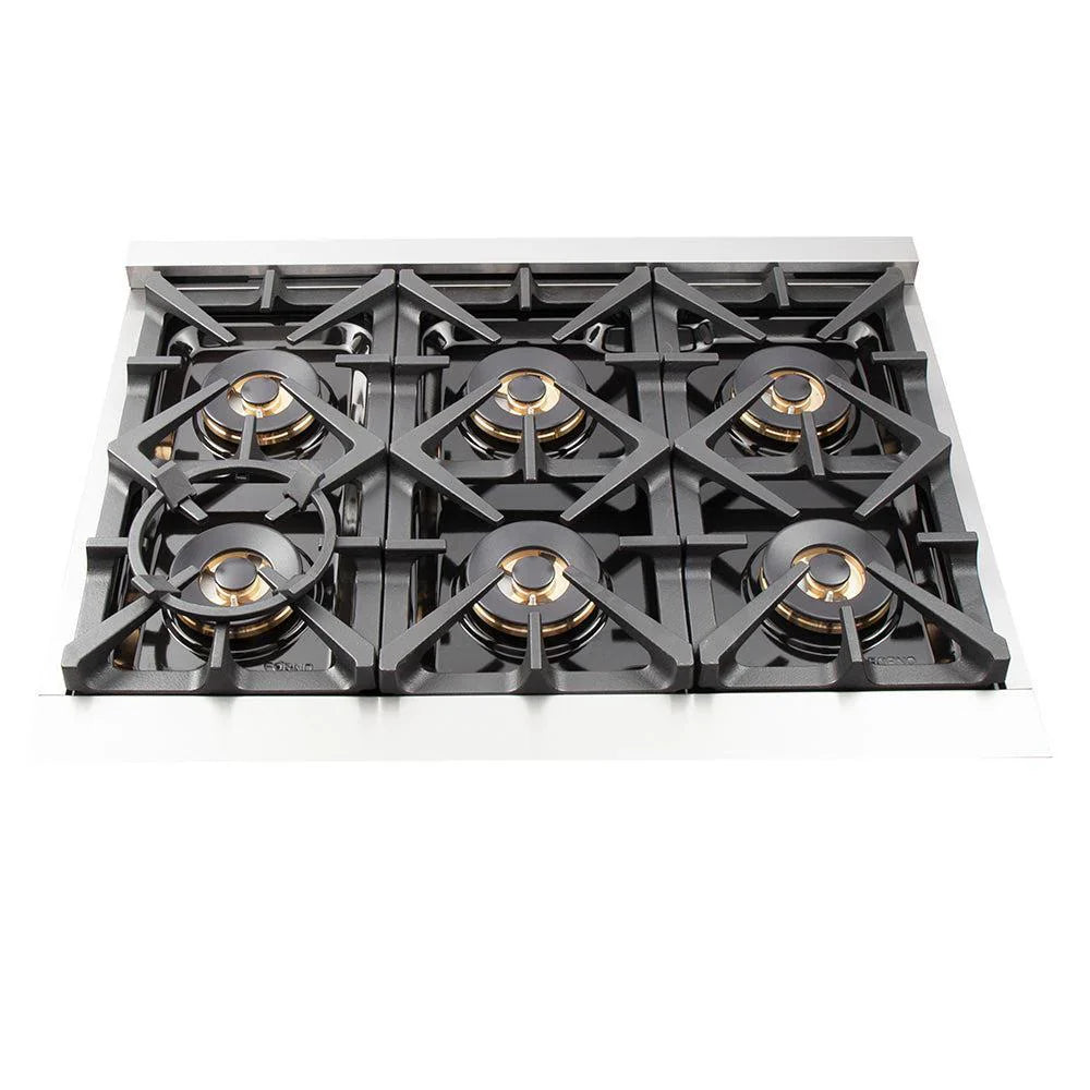Forno Capriasca 36-Inch Freestanding Dual Fuel Range, 5.36 Cu. Ft., Stainless Steel (FFSGS6187-36)