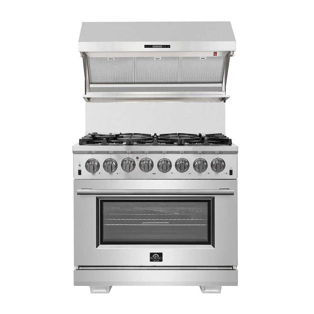 Forno Capriasca 36-Inch Freestanding Dual Fuel Range, 5.36 Cu. Ft., Stainless Steel (FFSGS6187-36)