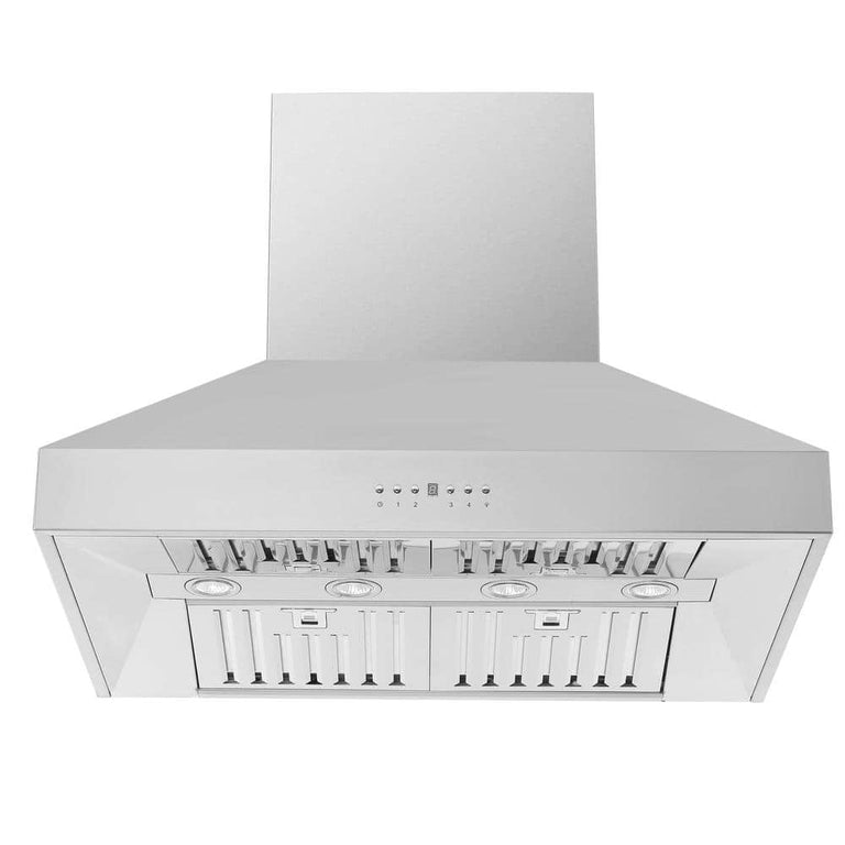 FORNO Package - 36" Electric French Door Range, Wall Mount Range Hood, Refrigerator, Dishwasher and Microwave, AP-FFSEL6917-36-5PK-1