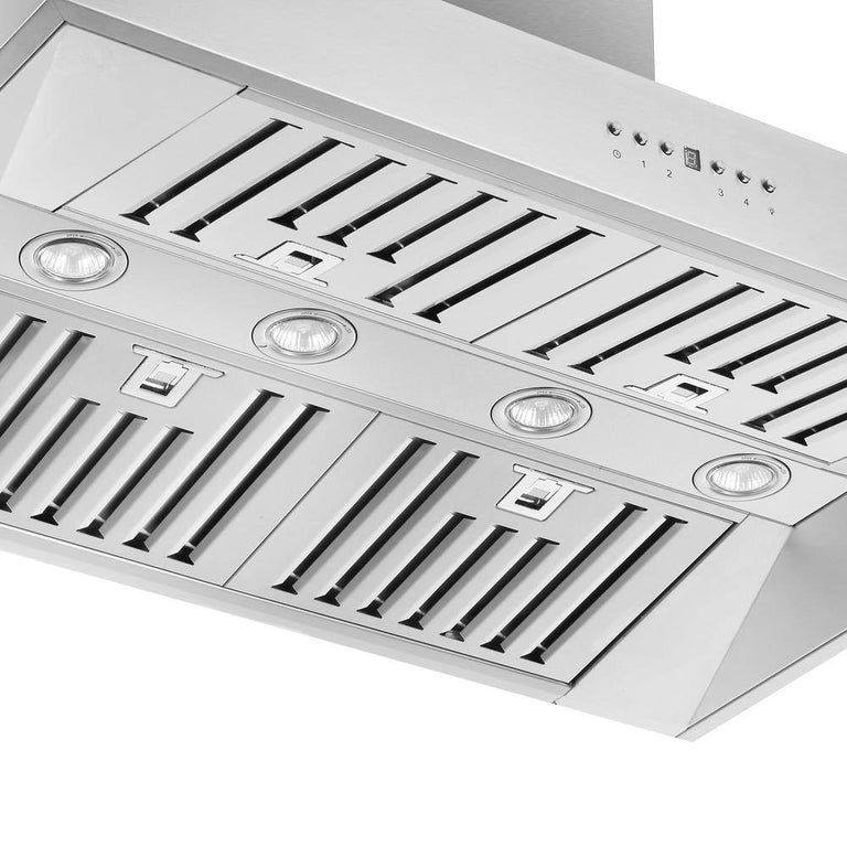 FORNO Package - 36" Electric French Door Range, Wall Mount Range Hood, Refrigerator and Dishwasher, AP-FFSEL6917-36-4PK-1