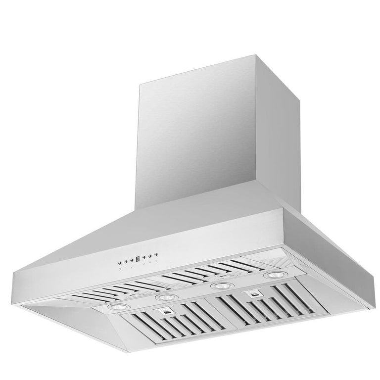 FORNO Package - 36" Electric French Door Range, Wall Mount Range Hood, Refrigerator and Dishwasher, AP-FFSEL6917-36-4PK-1
