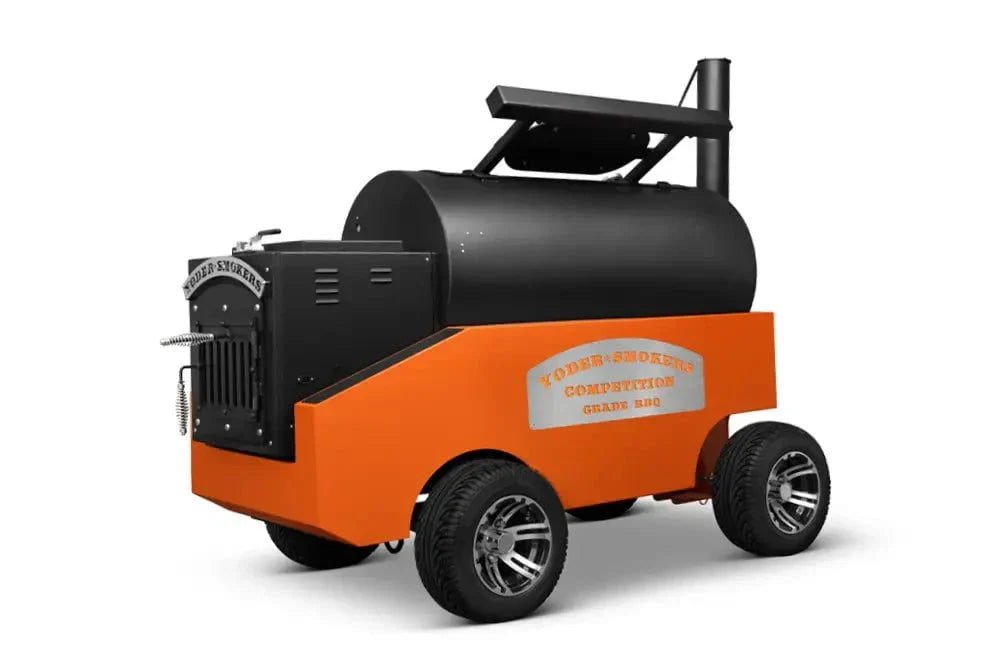 Yoder Smokers Cimarron S Pellet Smoker on a Competition Cart