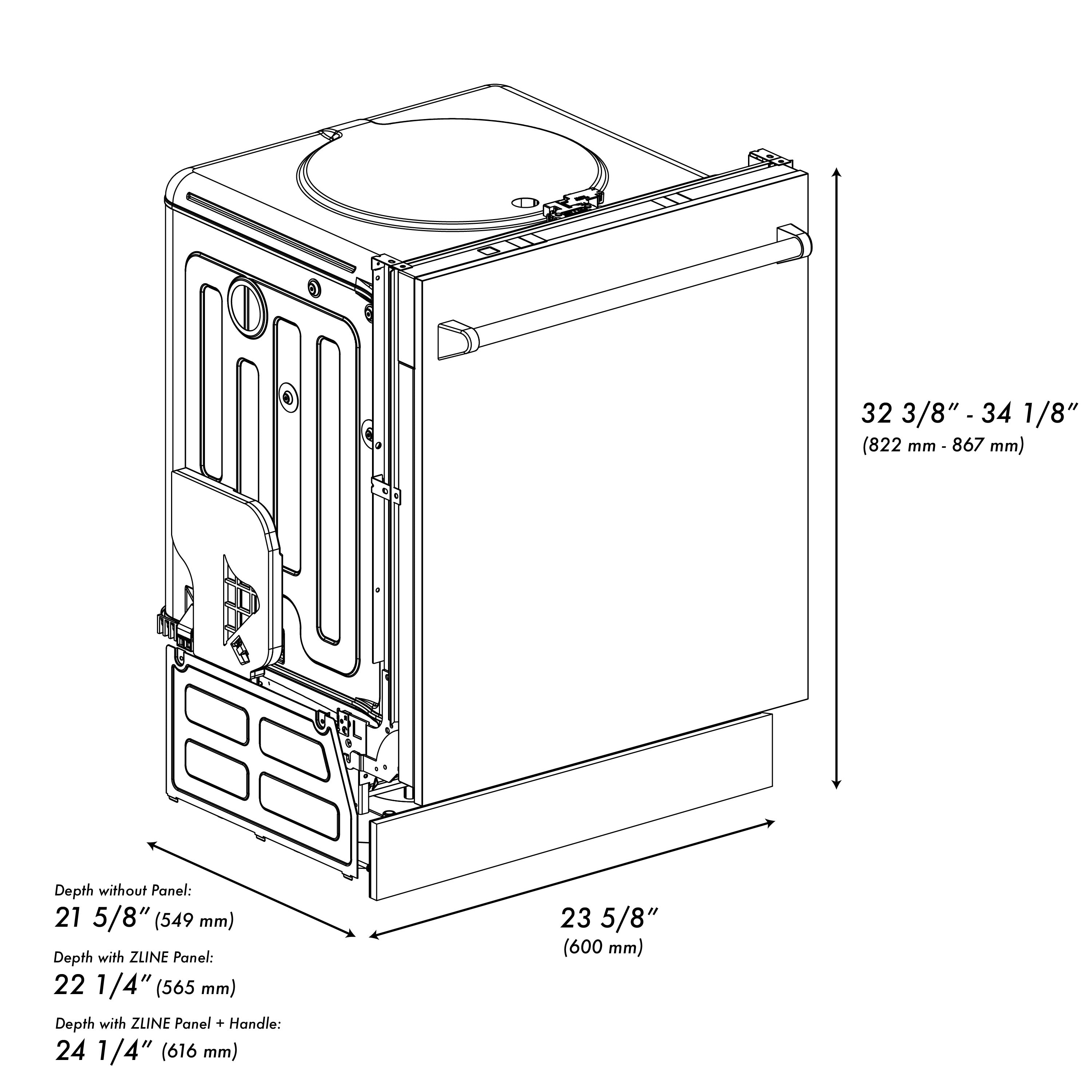 ZLINE 24-Inch Top Control Dishwasher, White Matte, Stainless Steel Tub, Model DW-WM-24