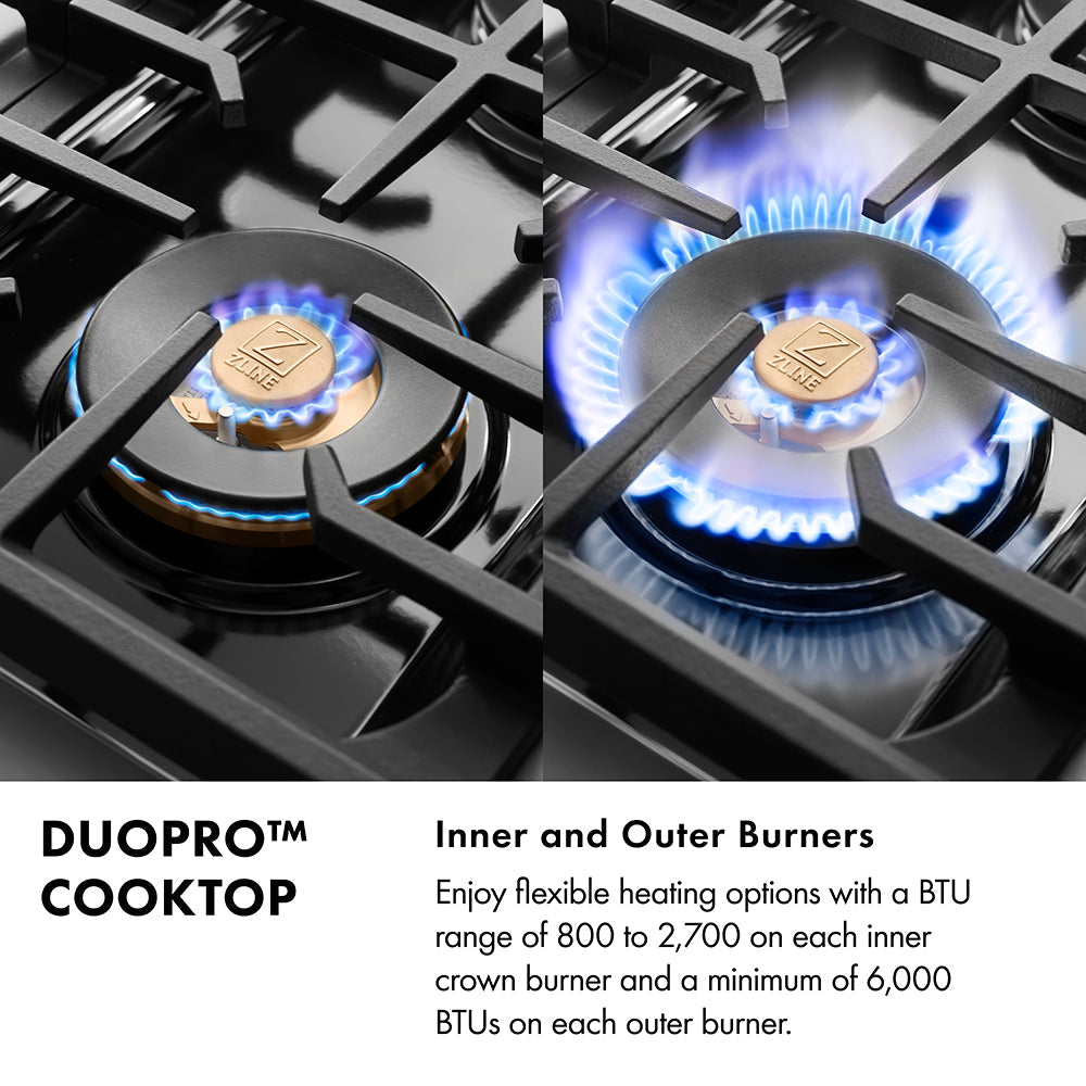 ZLINE 30 in. Dual Fuel Range 4.2 cu. ft. – 4 Burner DuoPro™ Cooktop, Electric Convection Oven, Satin Stainless Steel with Black Matte Door (PSDRS-BLM-30)