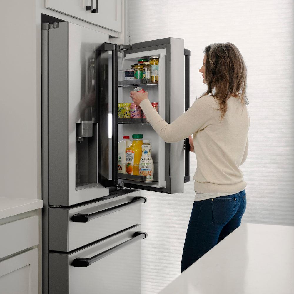 ZLINE 36-Inch French Door Refrigerator with Water & Ice Dispenser, Fingerprint Resistant Stainless Steel, Matte Black Accents (RFMZ-W-36-MB)