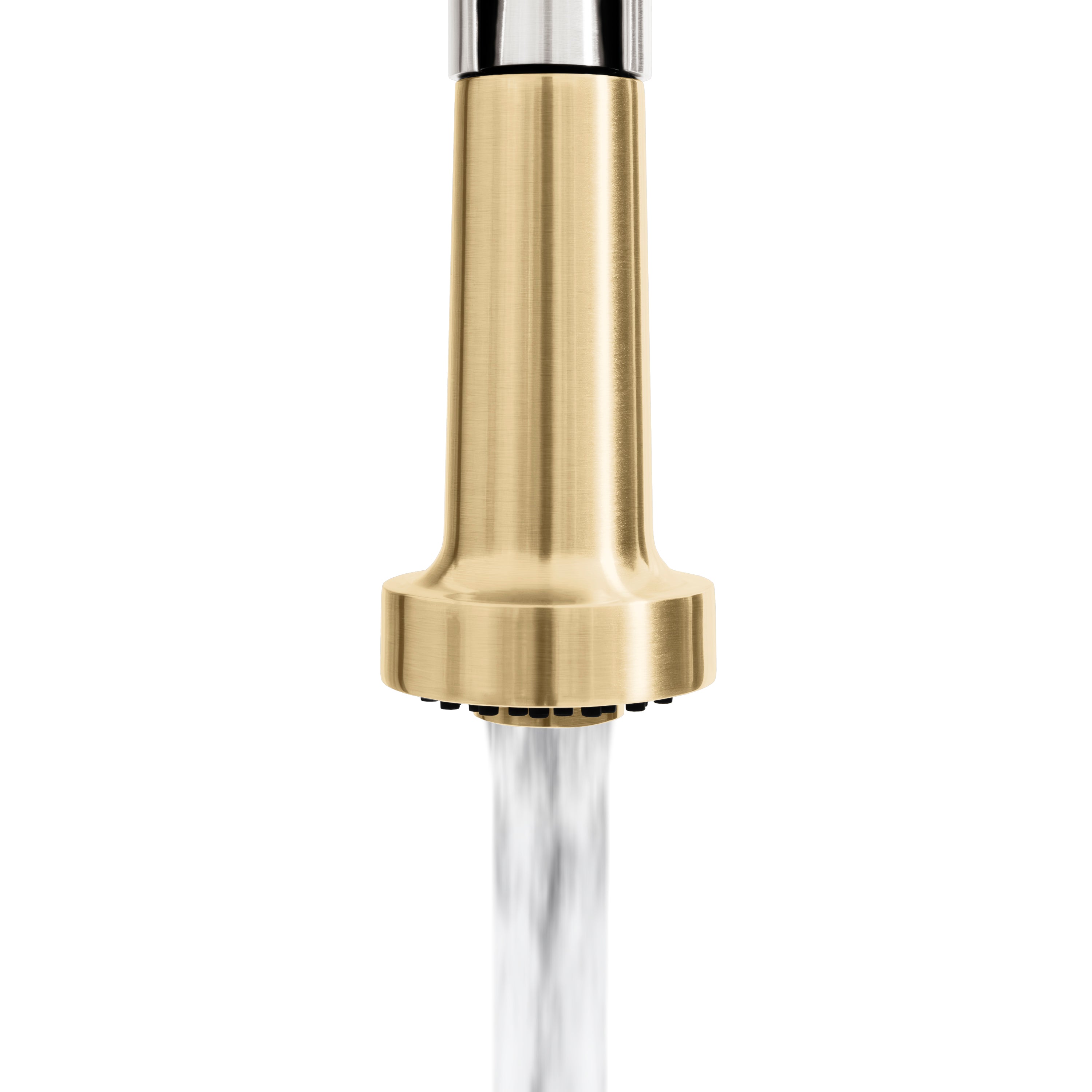 ZLINE Autograph Apollo Pull Down Spring Single Handle Kitchen Faucet in Brushed Nickel and Champagne Bronze, APL-KF-ZBNCB