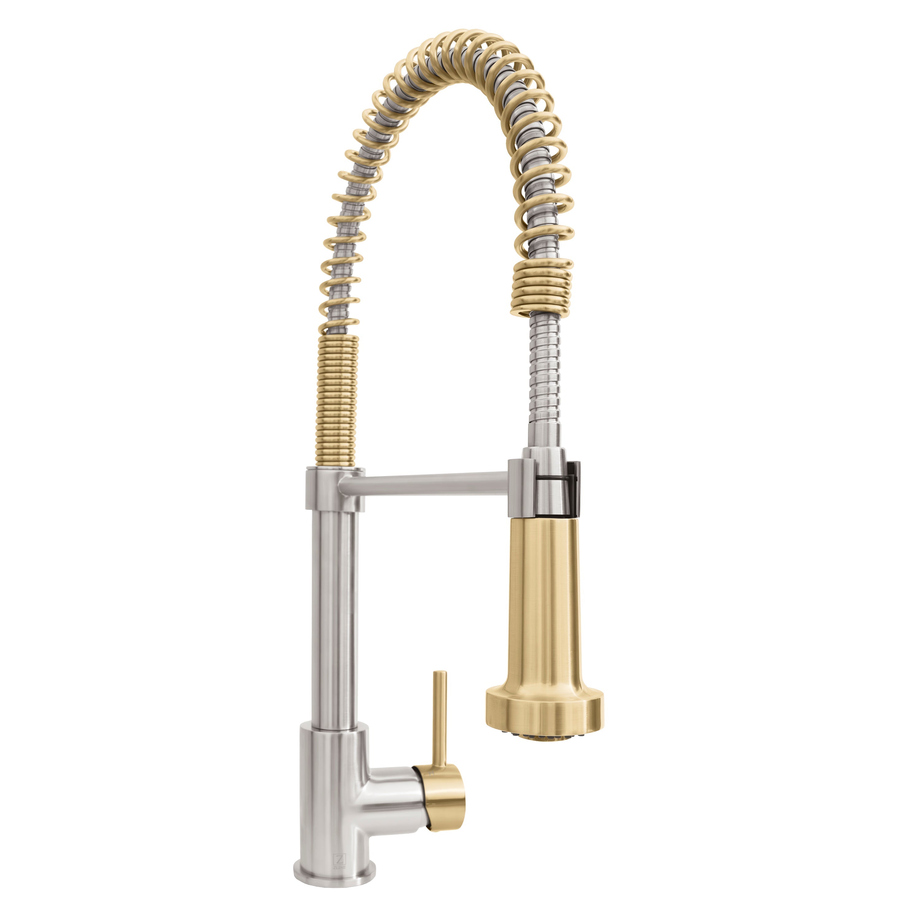 ZLINE Autograph Apollo Pull Down Spring Single Handle Kitchen Faucet in Brushed Nickel and Champagne Bronze, APL-KF-ZBNCB