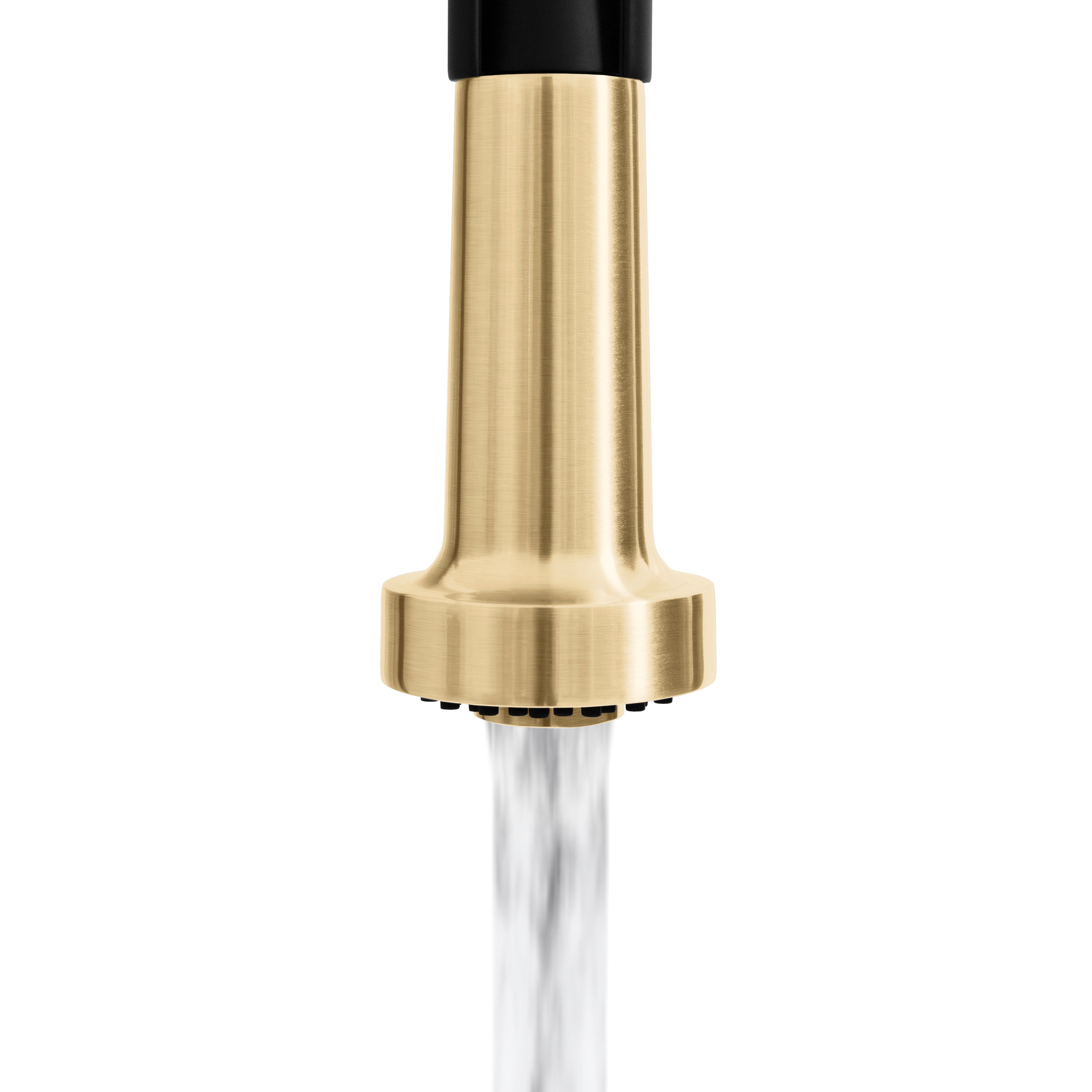 ZLINE Autograph Apollo Pull Down Spring Single Handle Kitchen Faucet in Matte Black and Champagne Bronze, APL-KF-ZMBCB