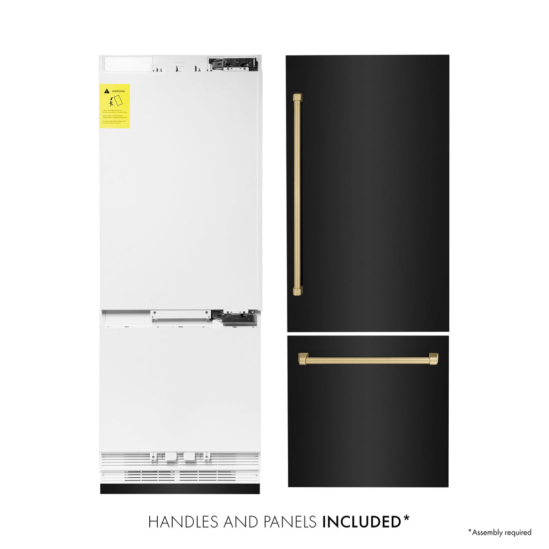 ZLINE 30 in. Built-In Refrigerator with Internal Water & Ice Dispenser, Black Stainless Steel, Bronze Accents (RBIVZ-BS-30-CB)