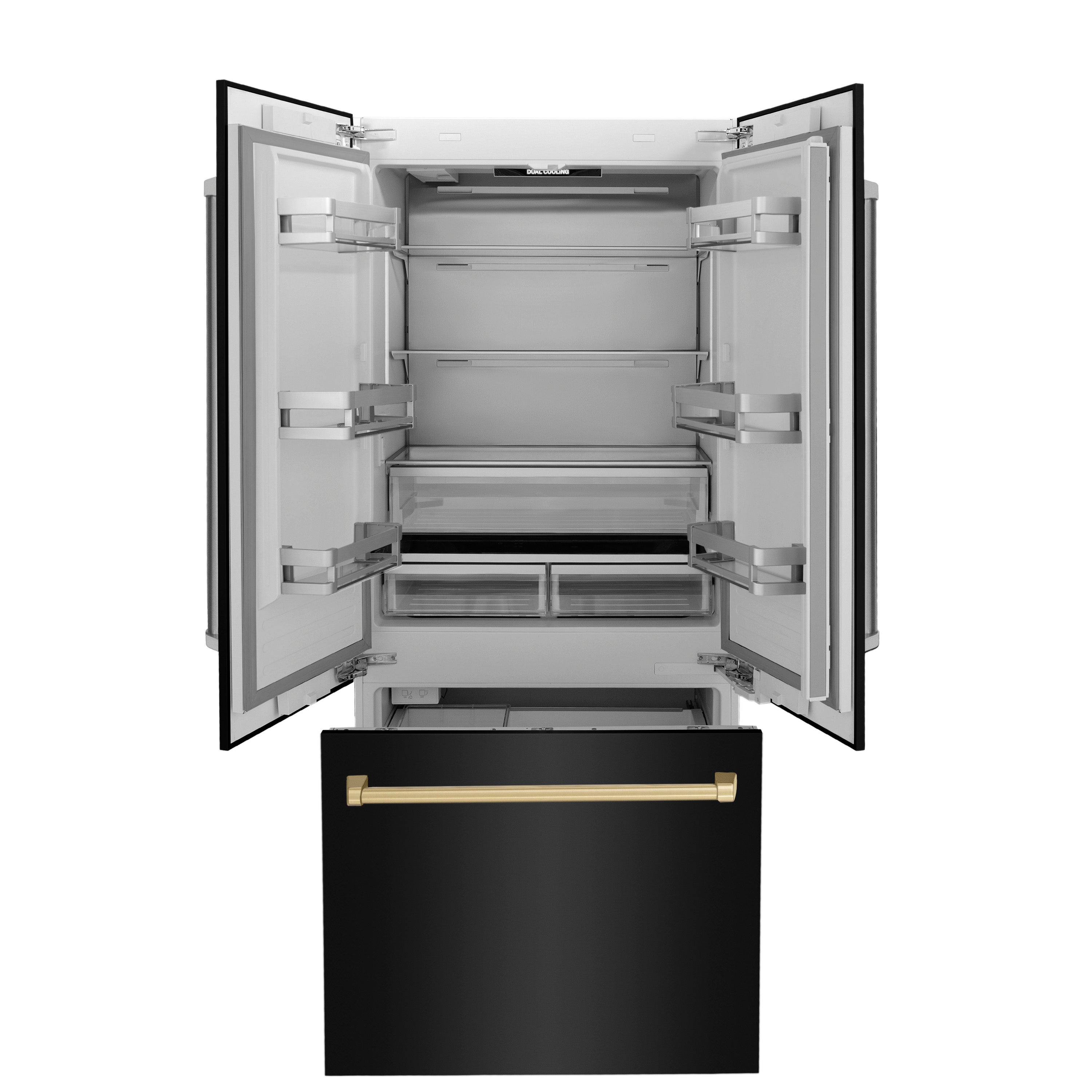 ZLINE 36-Inch Built-In Bottom Freezer Refrigerator 19.6 cu. ft. Dual Cooling, Internal Water & Ice Dispenser, MODEL RBIVZ-BS-36-CB