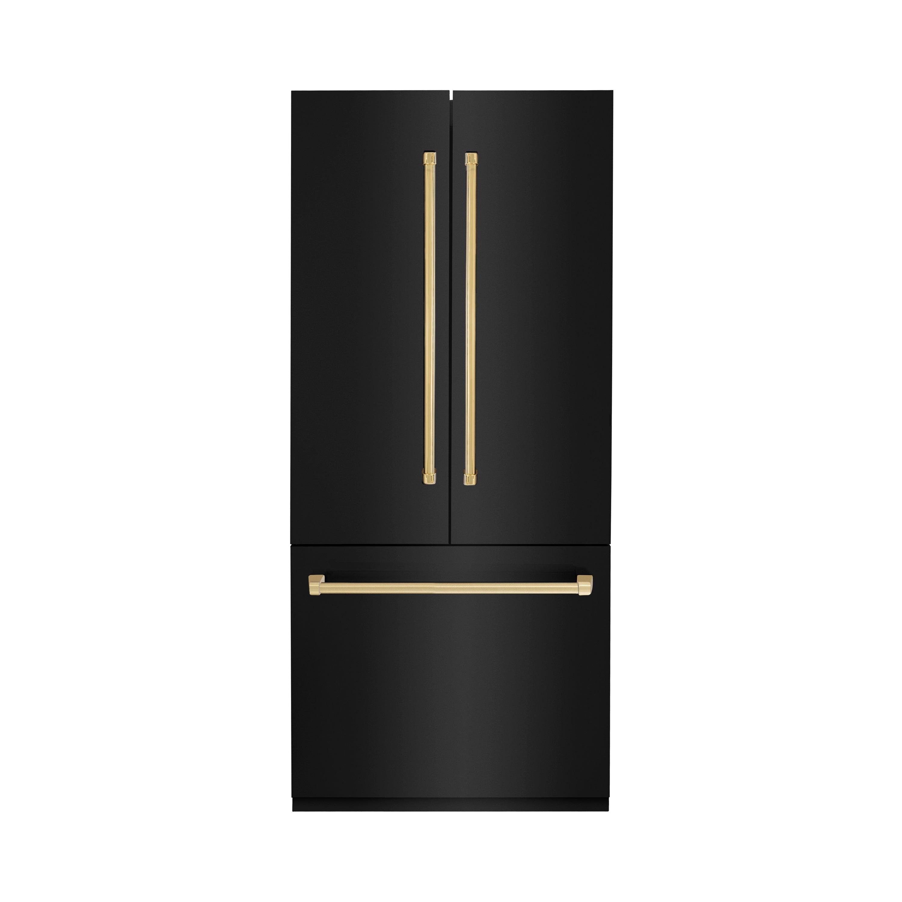 ZLINE 36 in. Built-In Refrigerator 19.6 cu. ft. Black Stainless Steel with Internal Water & Ice Dispenser Gold Accents (RBIVZ-BS-36-G)