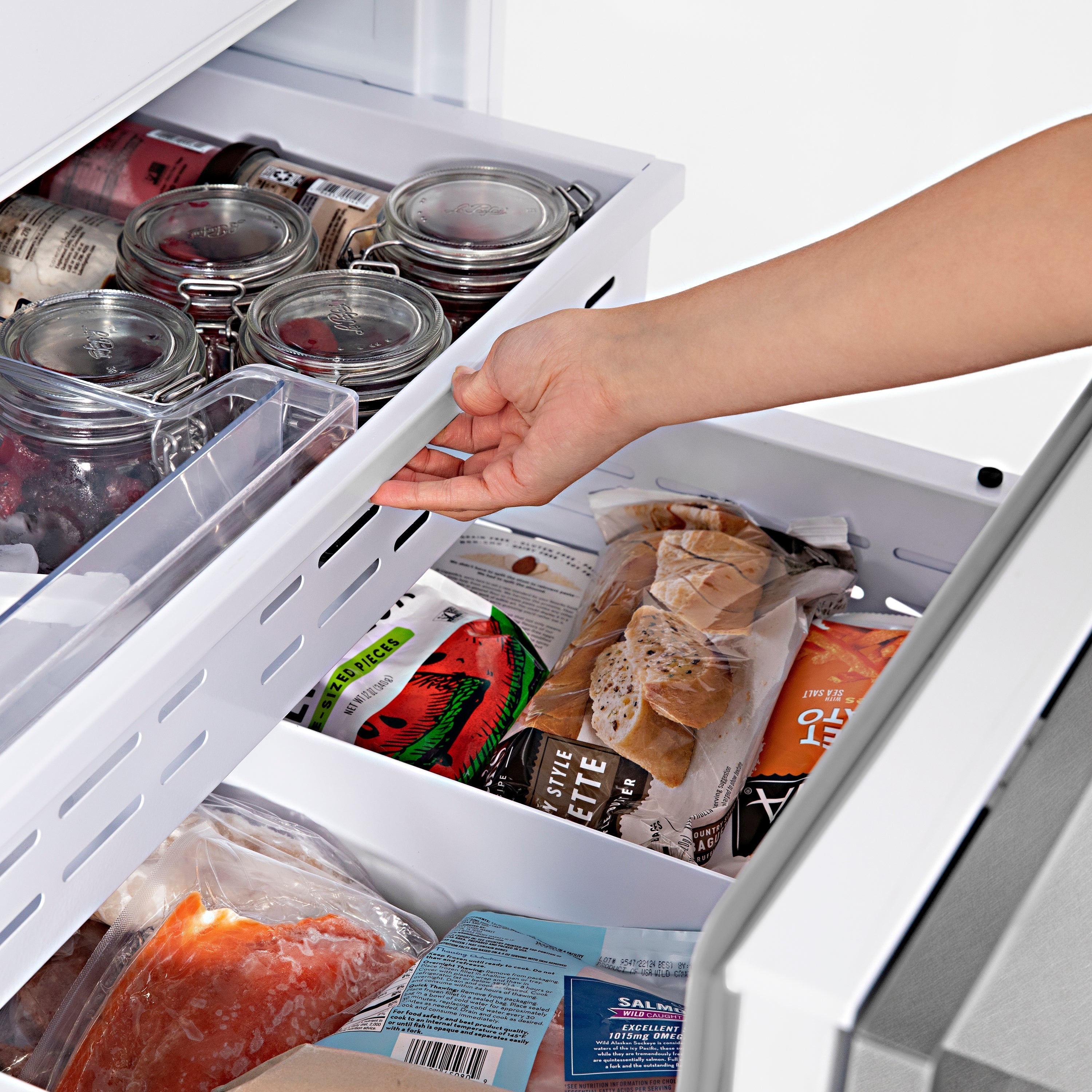 ZLINE 36 in French Door Built-In Bottom Freezer Refrigerator 19.6 cu. ft with Water Dispenser Ice Maker Satin Stainless Steel Polished Gold Accents (RBIVZ-SN-36-G)