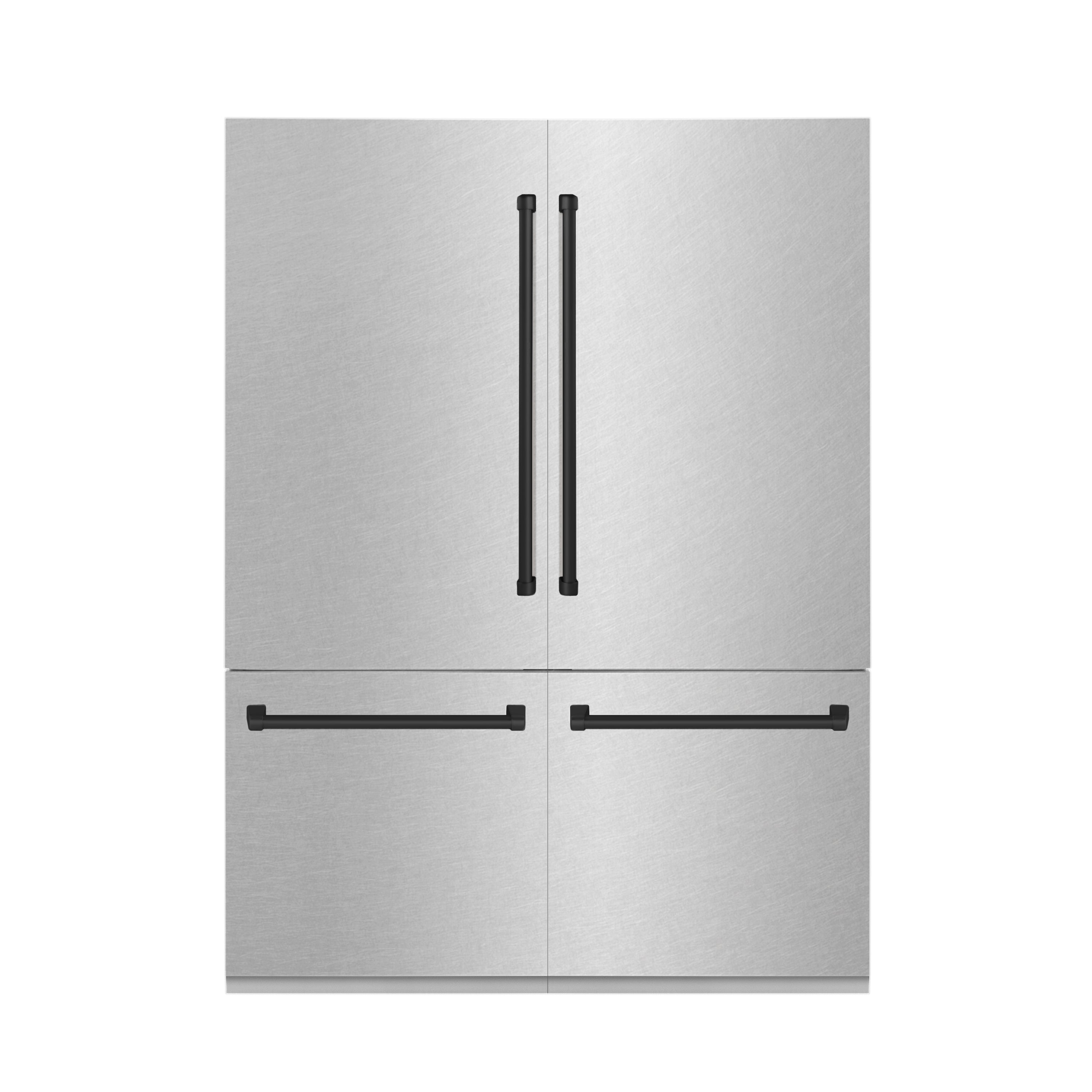 ZLINE 60 in. French Door Built-In Refrigerator 32.2 cu. ft. Bottom Freezer Water Dispenser Ice Maker Satin Stainless Steel Matte Black Accents (RBIVZ-SN-60-MB)
