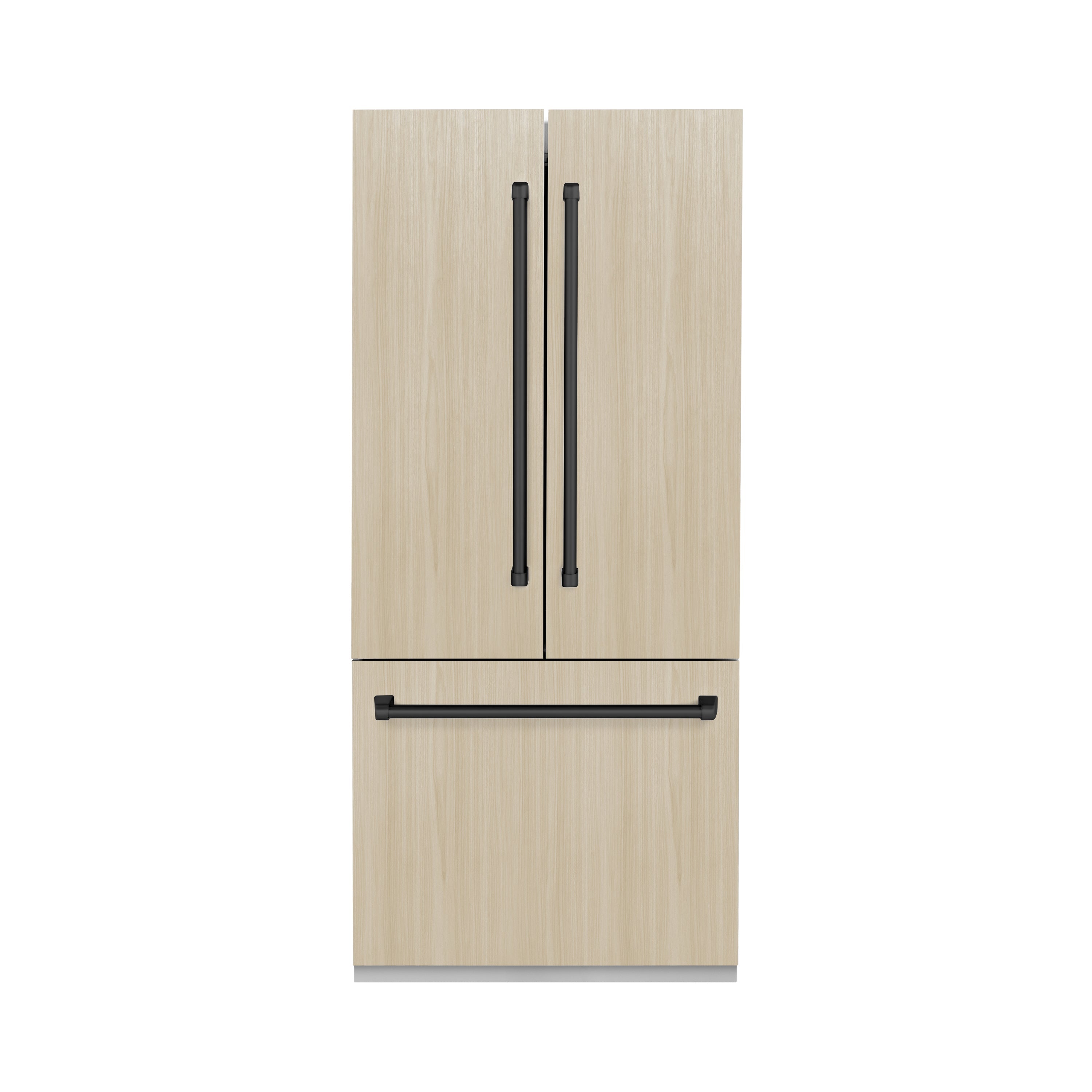 ZLINE 36" Built-In French Door Refrigerator Panel Ready 19.6 cu. ft. Water Dispenser Ice Maker Graphite Gray Interior Matte Black Accents (GRBIVZ-36-MB)