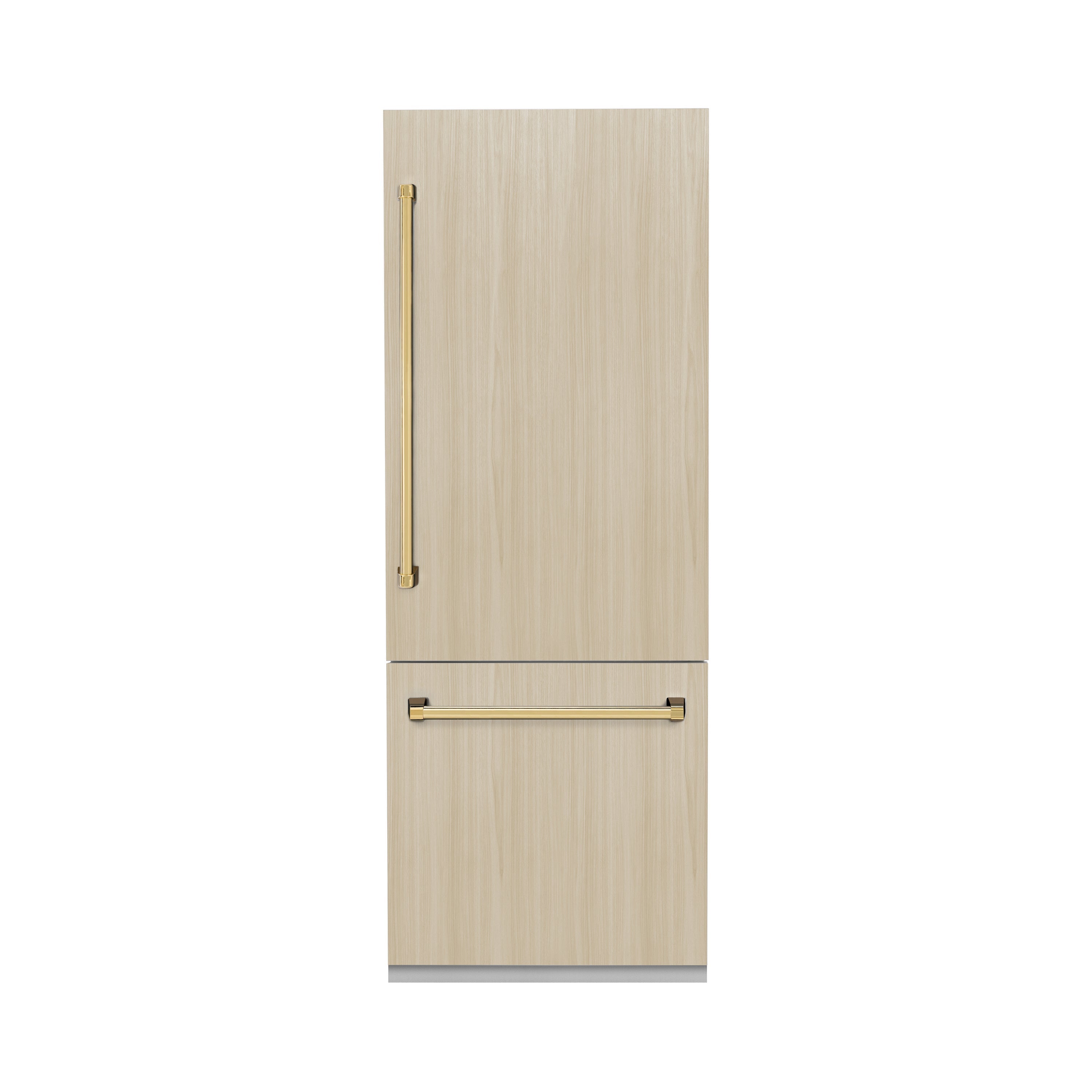 ZLINE 30 in. Built-In Bottom Freezer Refrigerator 16.1 cu. ft. Panel Ready 2-Door Internal Water & Ice Dispenser Gold Handles (RBIVZ-30-G)