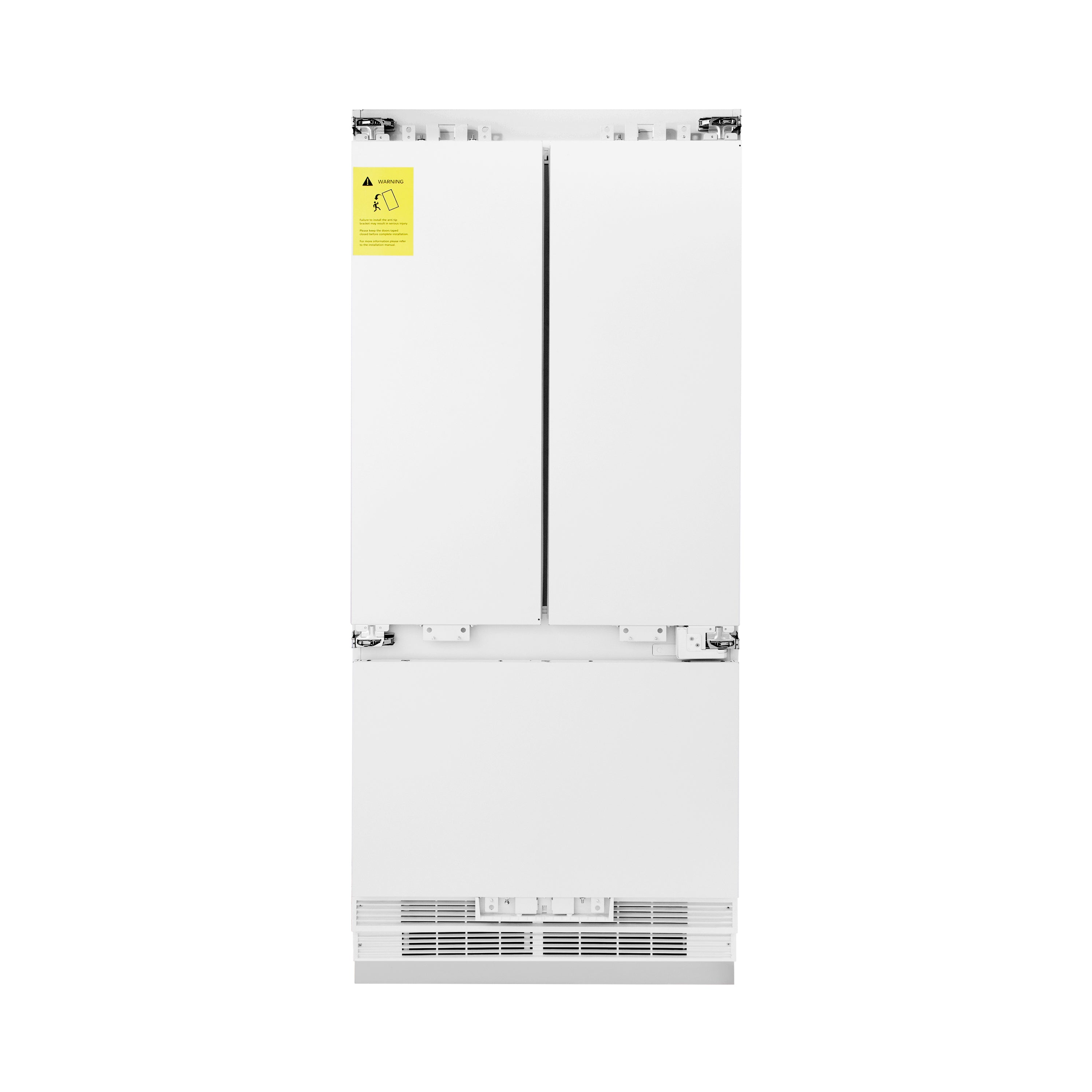ZLINE 36 in. French Door Refrigerator 19.6 cu. ft. Panel Ready Built-In 3-Door Internal Water & Ice Dispenser Champagne Bronze Handles (RBIVZ-36-CB)