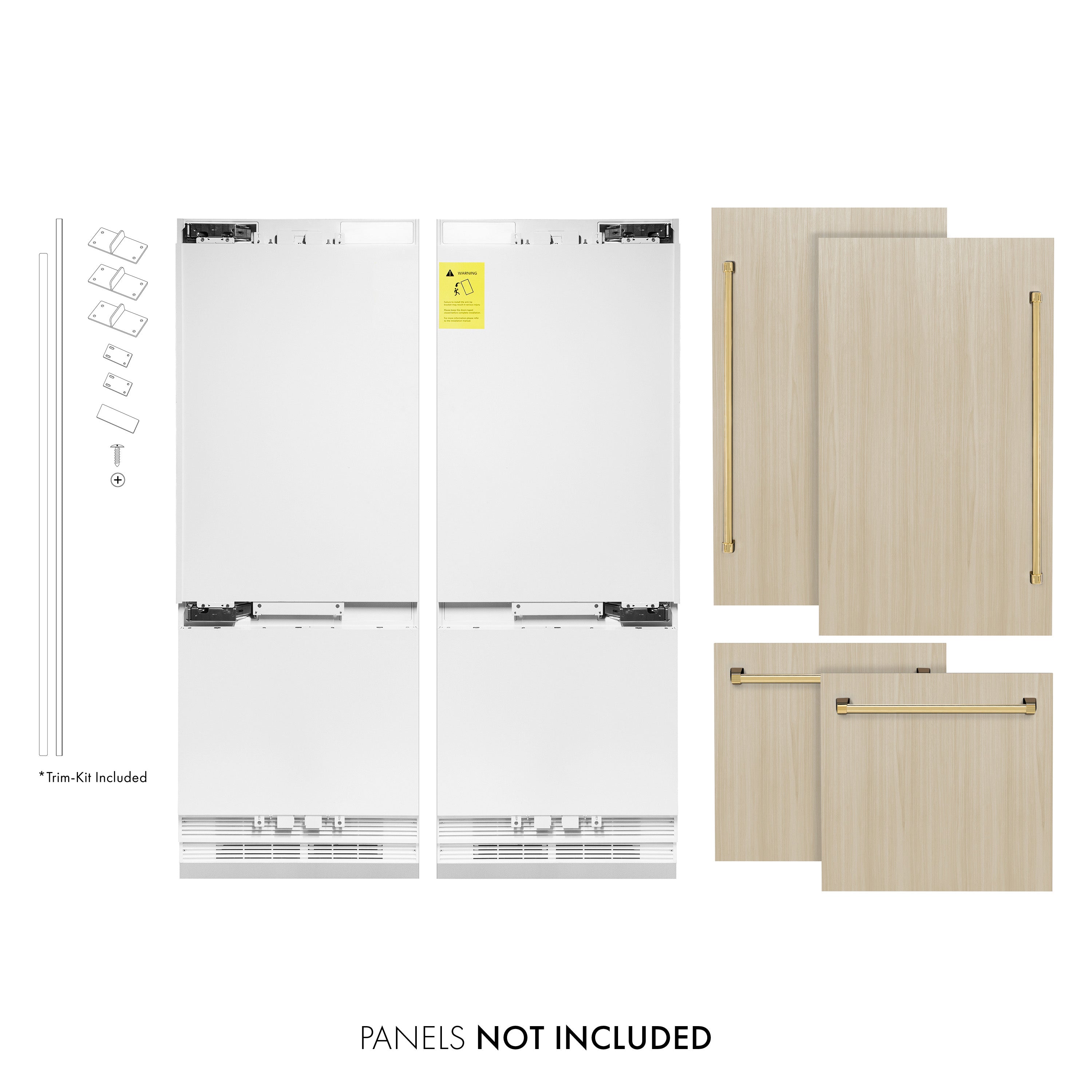 ZLINE 60 in Built-In Panel Ready Refrigerator 32.2 cu. ft. 4-Door French Door Gold Handles (RBIV-60-G)
