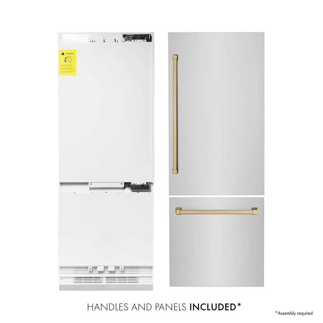 ZLINE 30 in. Built-In Refrigerator 16.1 cu. ft. Internal Water & Ice Dispenser Champagne Bronze Accents (RBIVZ-304-30-CB)