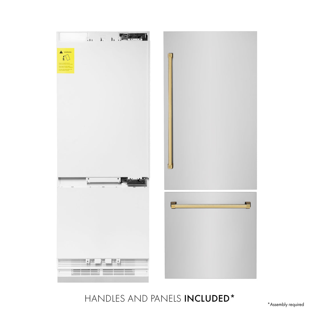 ZLINE 30 in Built-In Refrigerator 16.1 cu. ft Internal Water & Ice Dispenser Gold Accents (RBIVZ-304-30-G)