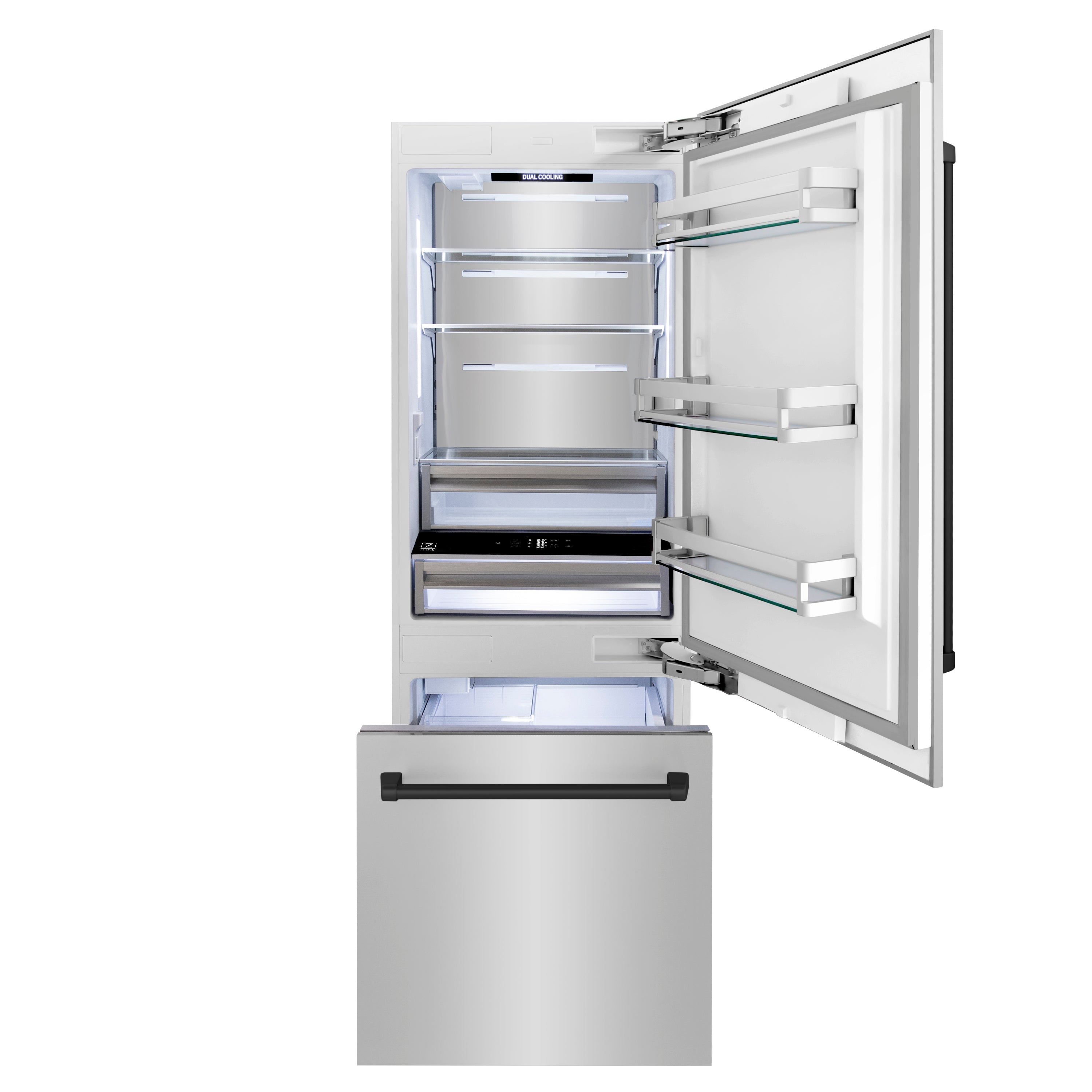 ZLINE 30 in. Built-In Refrigerator 16.1 cu. ft. Internal Water & Ice Dispenser Matte Black Accents (RBIVZ-304-30-MB)