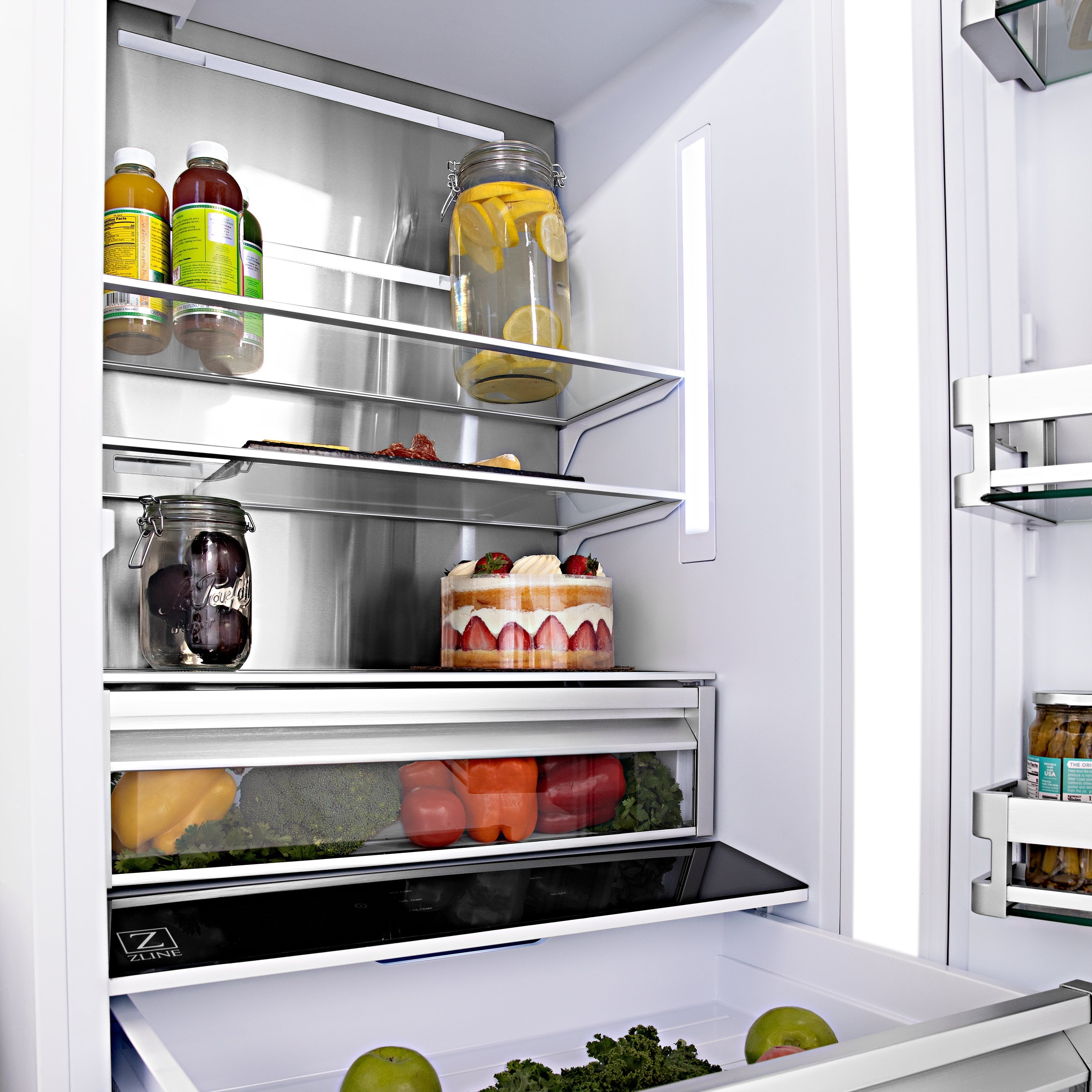 ZLINE 36 in. Built-In Refrigerator 19.6 cu. ft. Water & Ice Dispenser Gold Accents (RBIVZ-304-36-G)