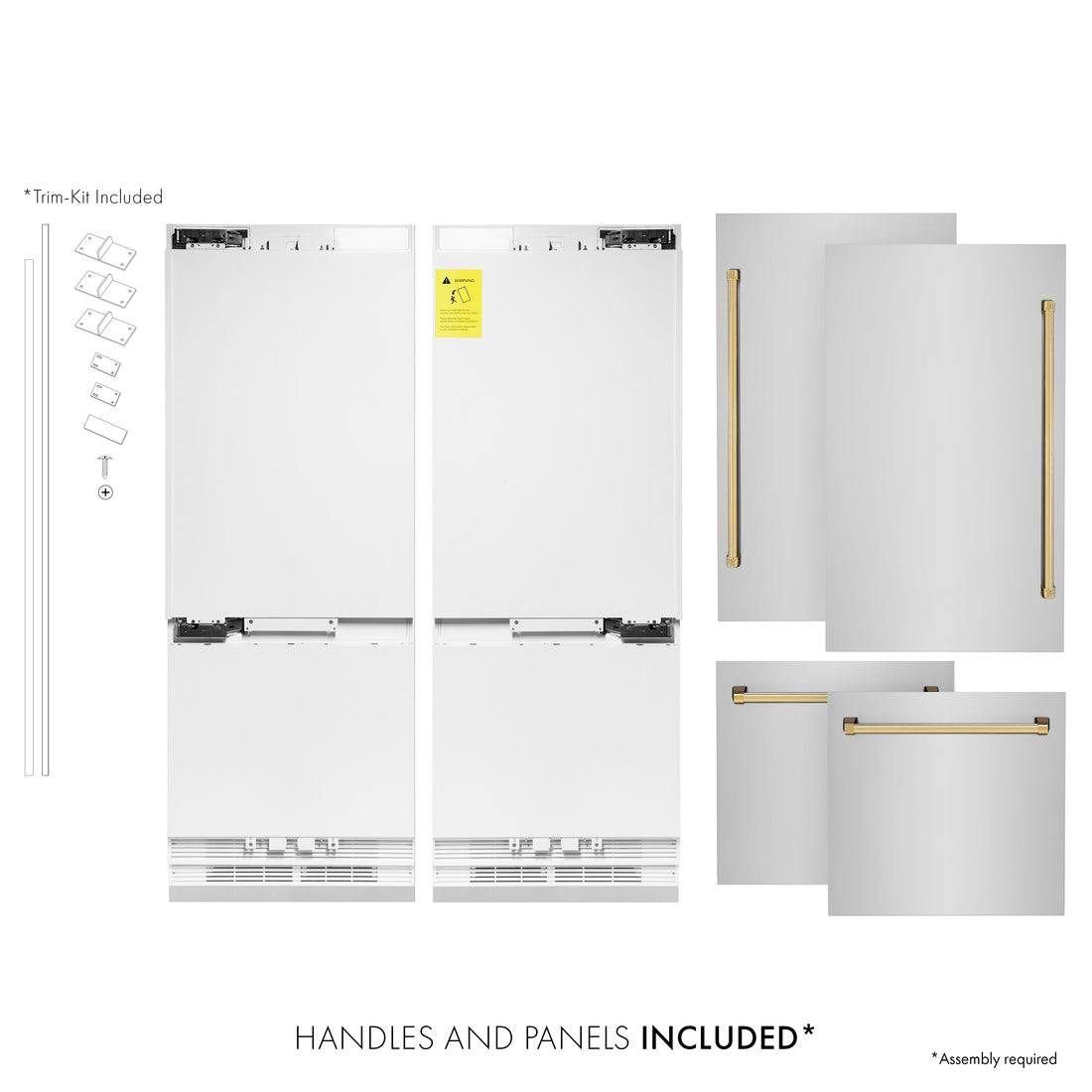 ZLINE 60" Built-In Refrigerator Internal Water & Ice Dispenser Stainless Steel Gold Accents (RBIVZ-304-60-G)