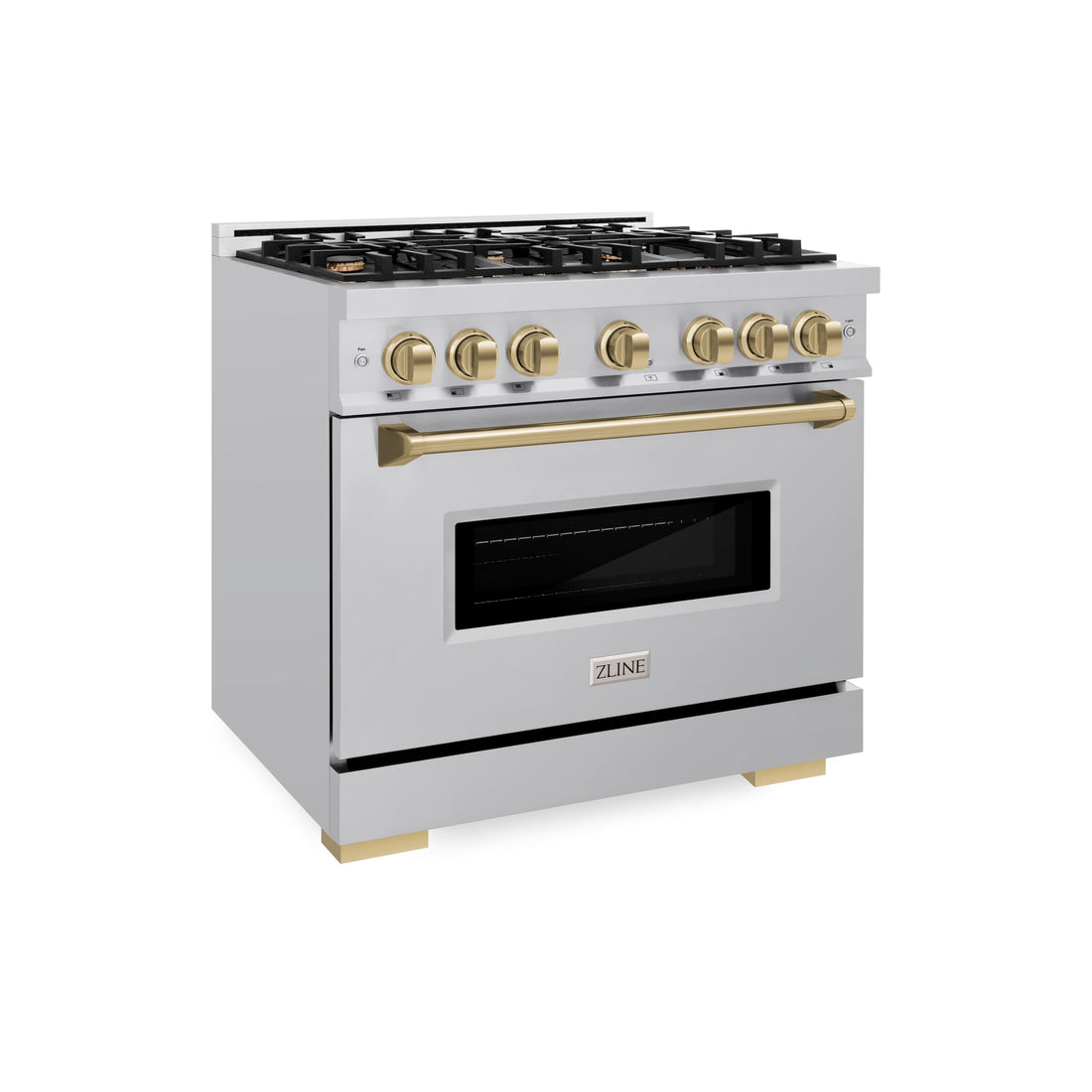 ZLINE 36 in. Dual Fuel Range 5.2 cu. ft. 6 Burners Stainless Steel Champagne Bronze Accents (CDRZ-36-CB)