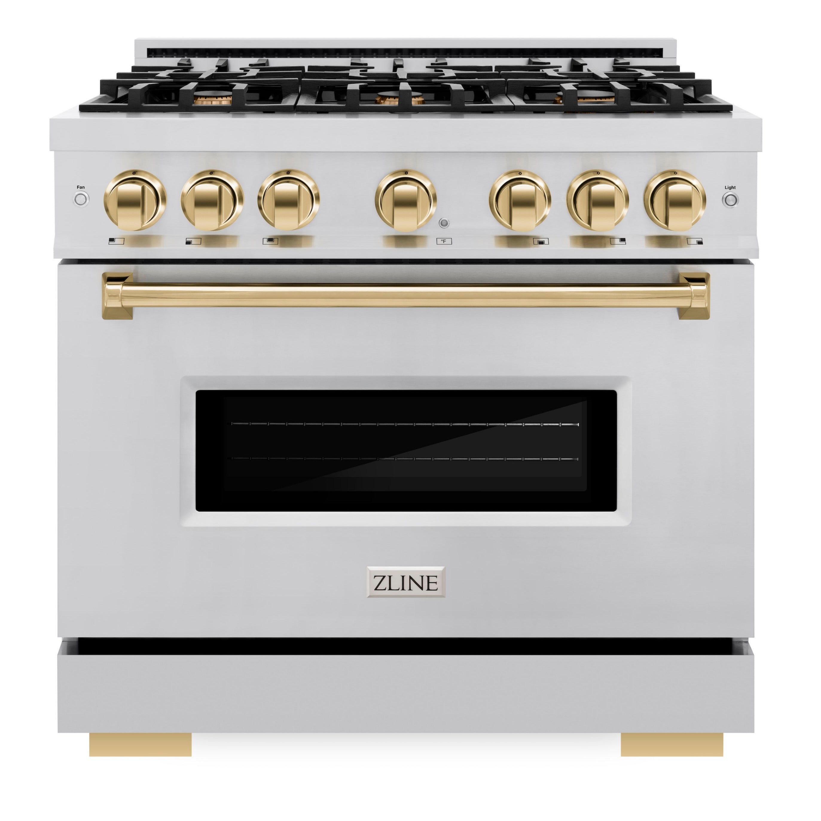 ZLINE Autograph Edition 36 in. 5.2 cu. ft. Classic Dual Fuel Range with 6 Burner Gas Cooktop and Electric Convection Oven in Stainless Steel with Polished Gold Accents (CDRZ-36-G)