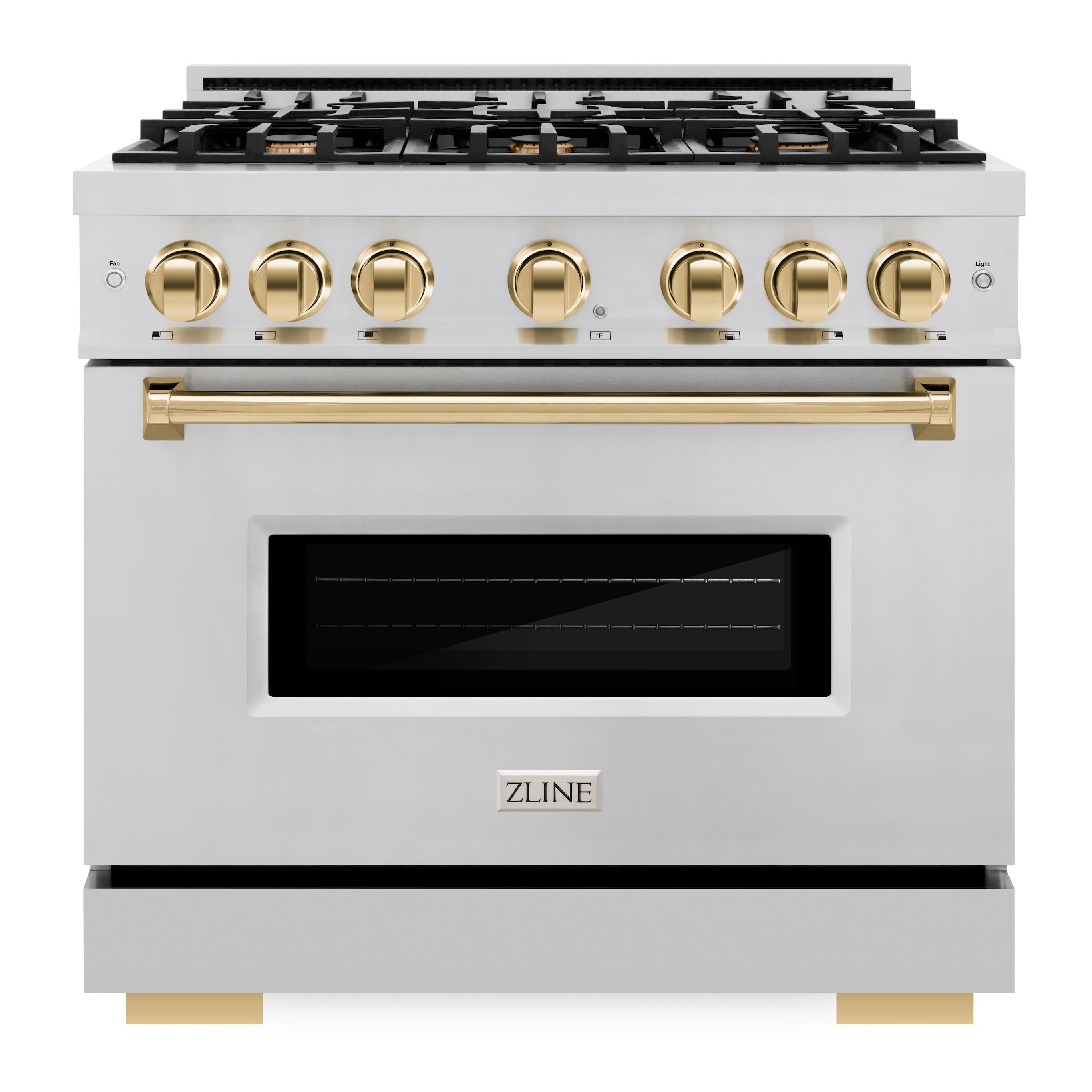ZLINE 36 in. Gas Range 5.2 cu. ft. 6 Burners Stainless Steel Polished Gold Accents (CGRZ-36-G)