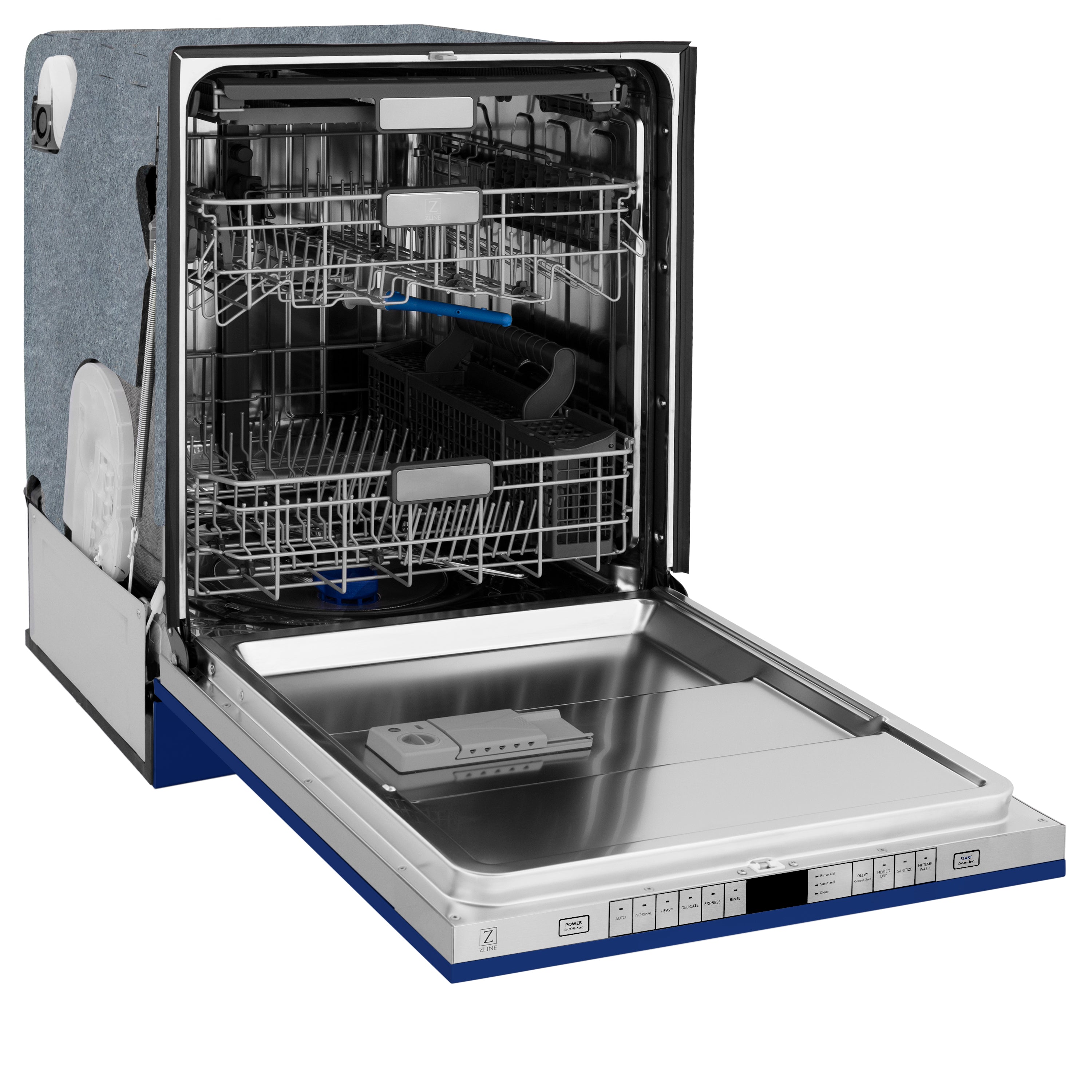ZLINE Monument Series 24 Inch Top Control Dishwasher with 3rd Rack, Blue Gloss Finish, 45 dBA, DWMT-BG-24
