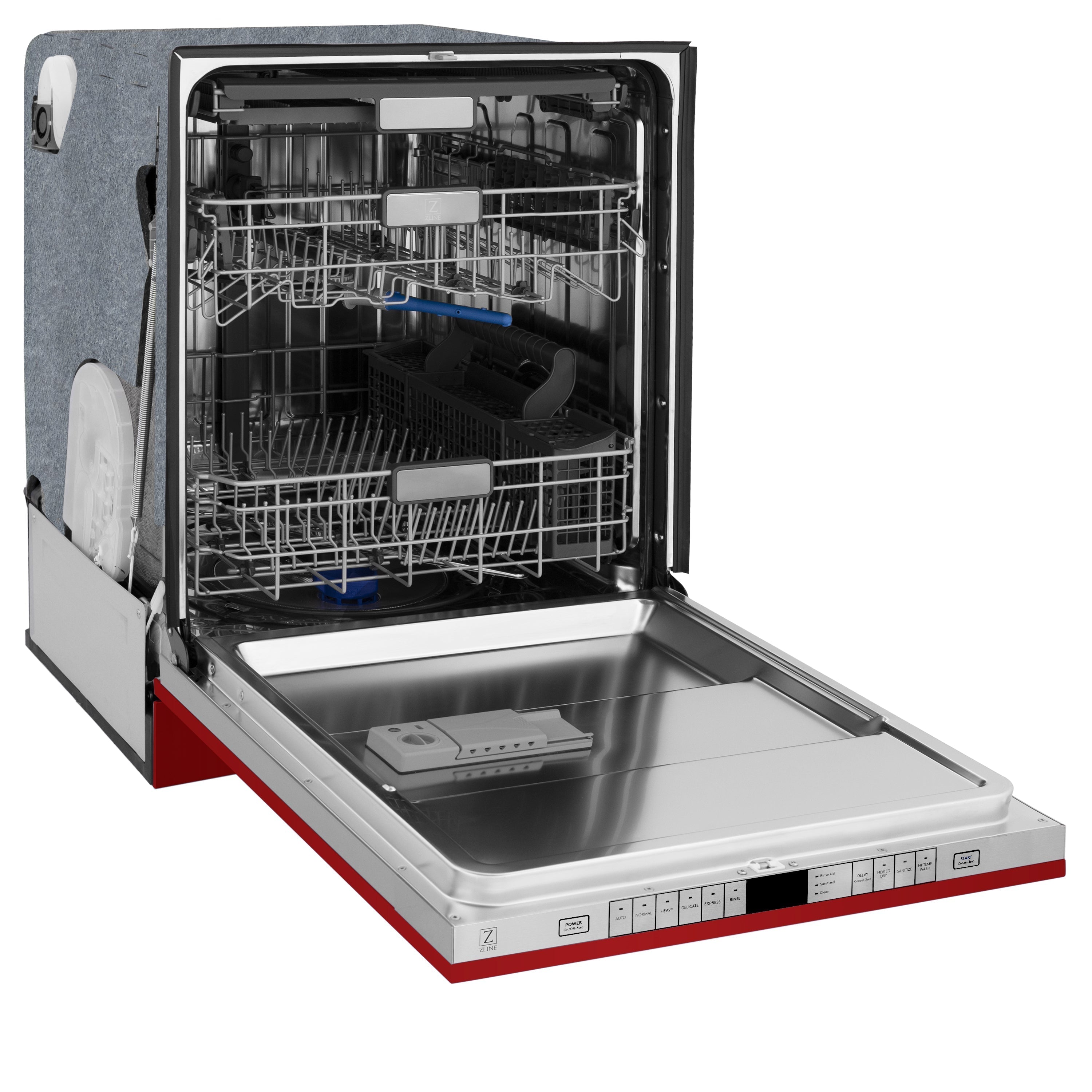 ZLINE Monument Series 24-Inch Top Control Dishwasher with 3rd Rack, Red Gloss, 45 dBA, DWMT-RG-24