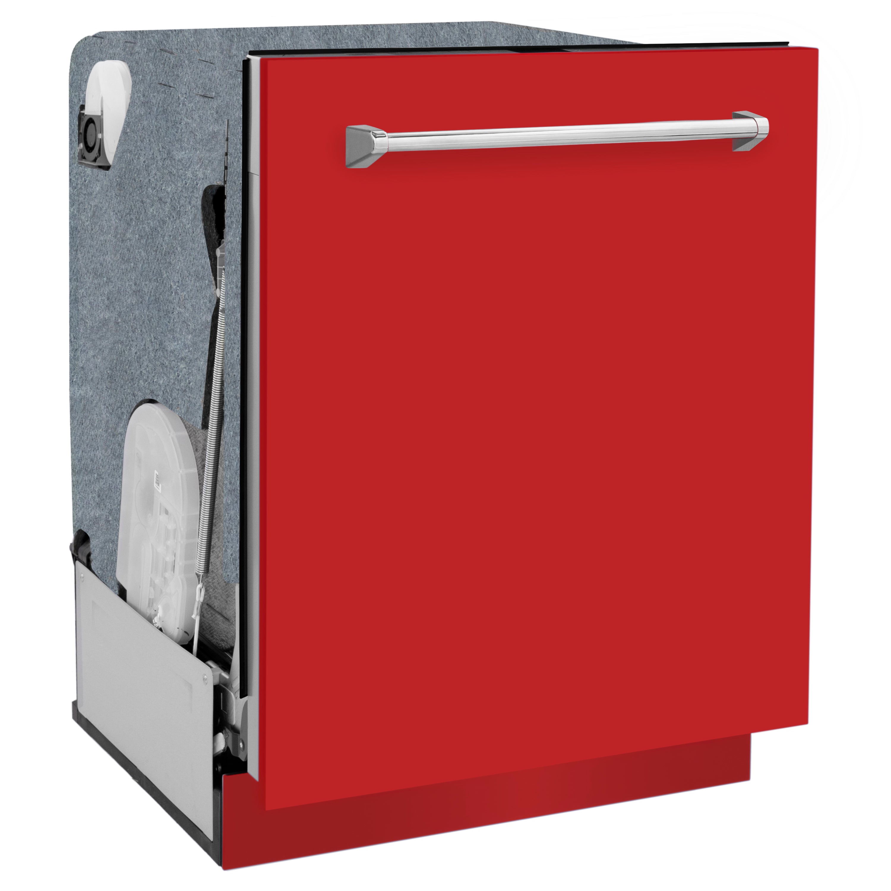 ZLINE Monument Series 24-Inch Top Control Dishwasher with 3rd Rack, Red Matte Finish, 45 dBA, DWMT-RM-24