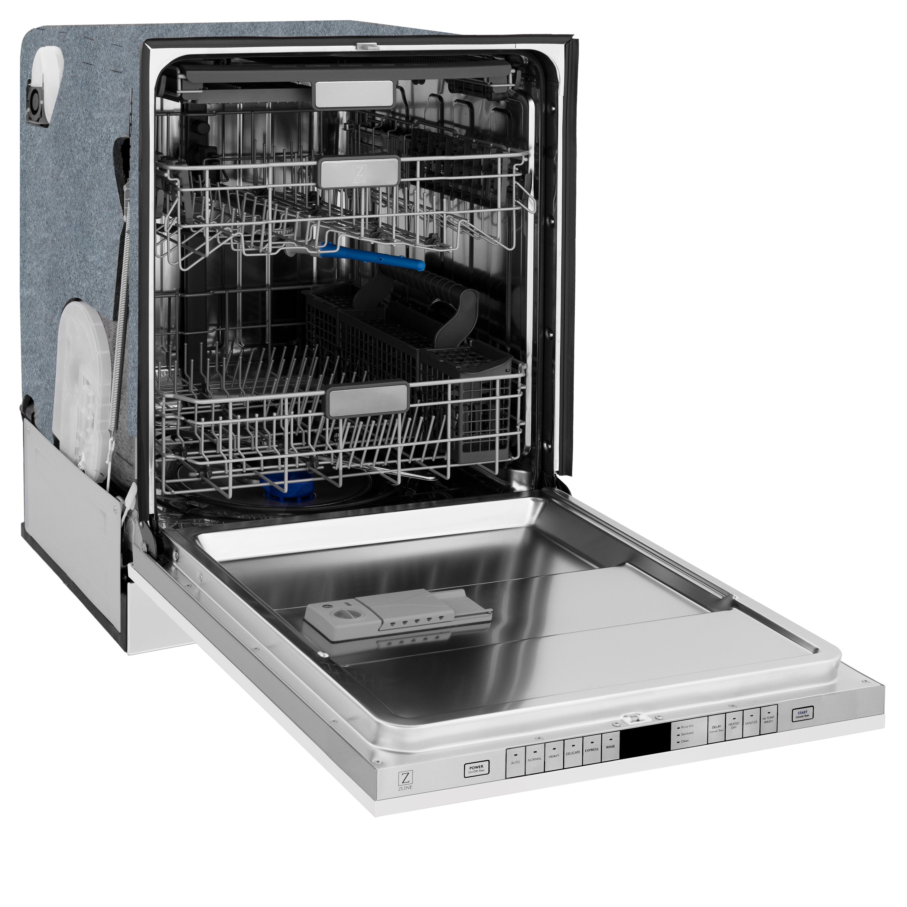 ZLINE 24-Inch Top Control Dishwasher with 3rd Rack, White Matte, 45 dBA, DWMT-WM-24