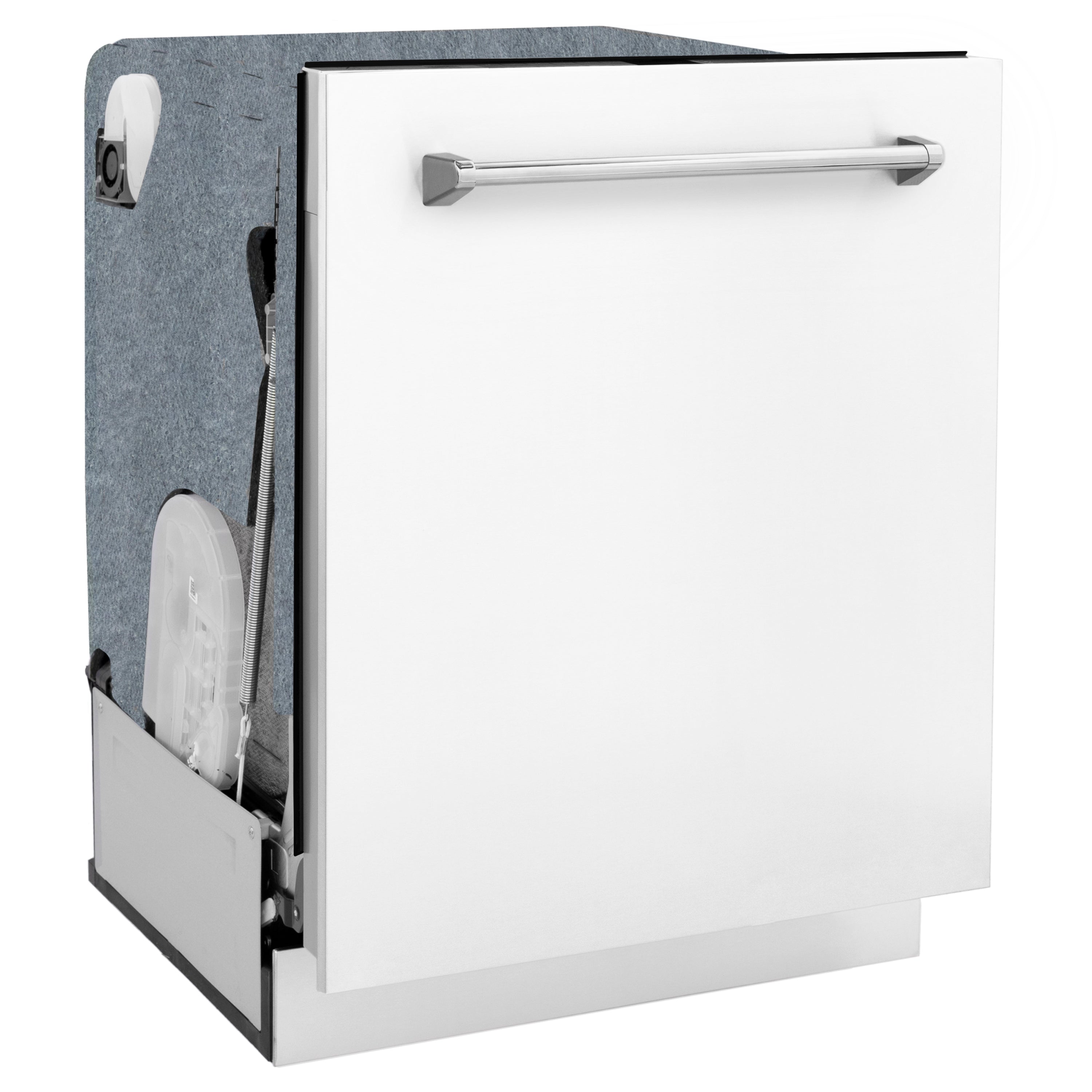 ZLINE 24-Inch Top Control Dishwasher with 3rd Rack, White Matte, 45 dBA, DWMT-WM-24