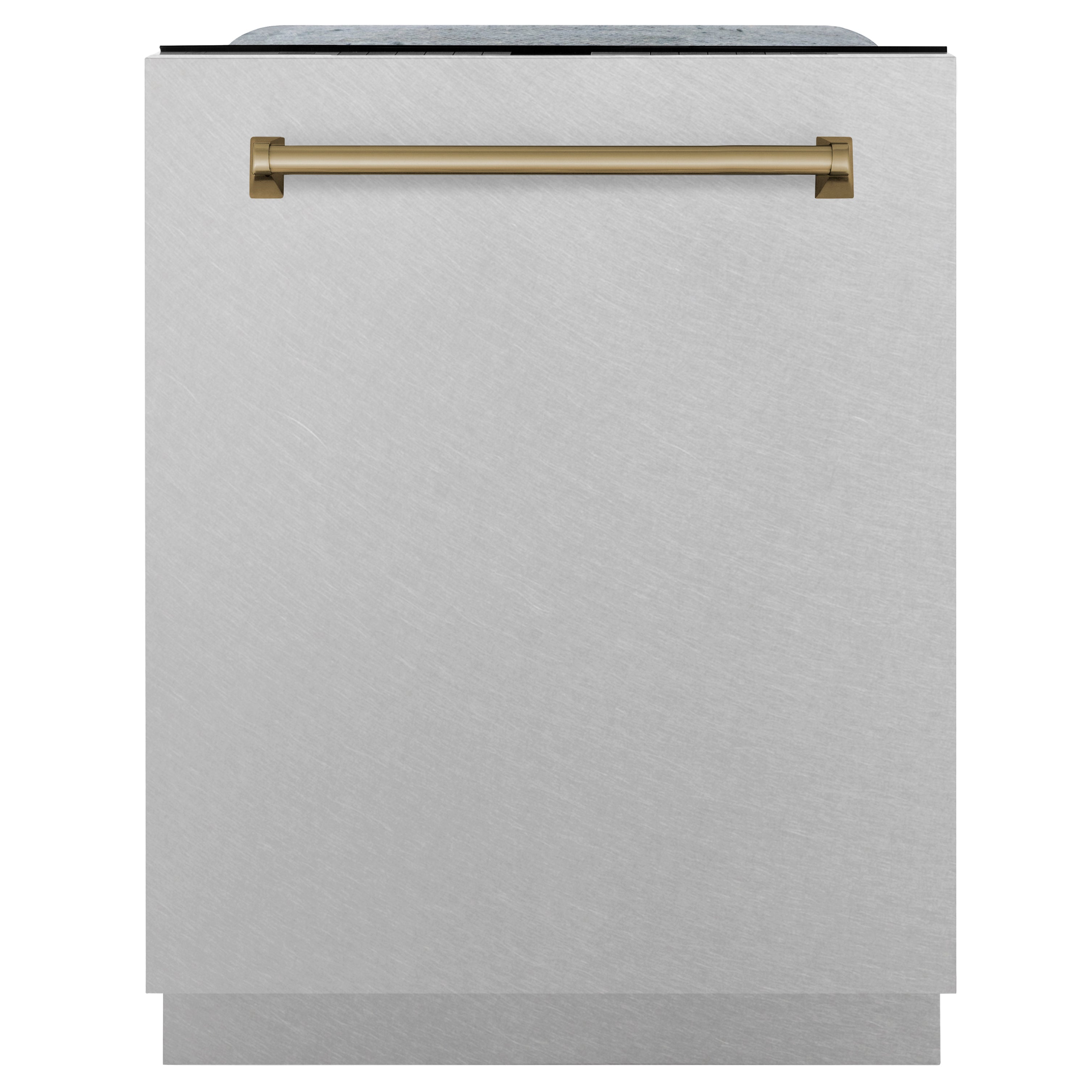 ZLINE Autograph 24 in. Tall Tub Dishwasher with 3rd Rack, Top Touch Controls, Satin Stainless Steel, Champagne Bronze Handle, 45 dBA, DWMTZ-SN-24-CB