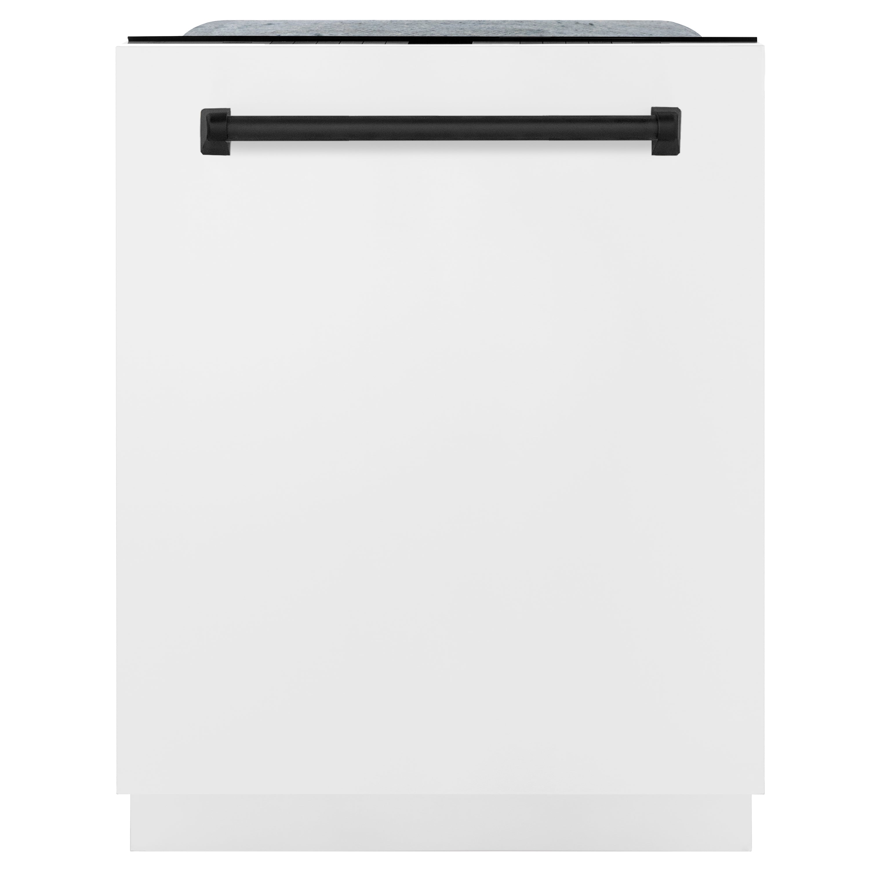 ZLINE Autograph Edition 24-Inch Tall Dishwasher with Touch Controls, White Matte Finish, Matte Black Handle, Model DWMTZ-WM-24-MB