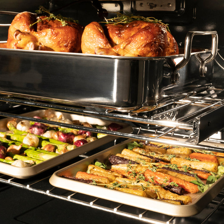 ZLINE 30" Autograph Professional True Convection Double Wall Oven with Air Fry and Self Clean in Satin Stainless Steel with Polished Gold Handles, WADSZ-30-G