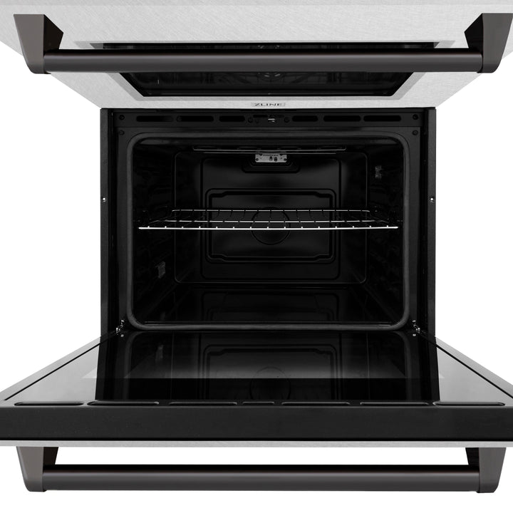 ZLINE 30" Autograph Professional True Convection Double Wall Oven with Air Fry and Self Clean in Satin Stainless Steel with Matte Black Handles, WADSZ-30-MB