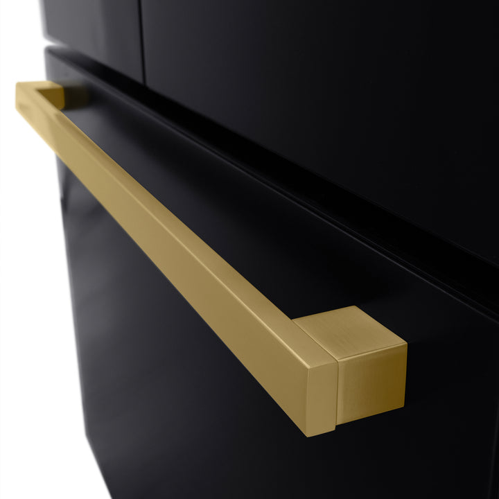 ZLINE 36 Inch Freestanding Refrigerator 28.9 Cu. Ft. Standard Depth Dual Ice Maker Water Dispenser Black Champagne Bronze Square Handles (RSMZ-W36-BS-FCB)