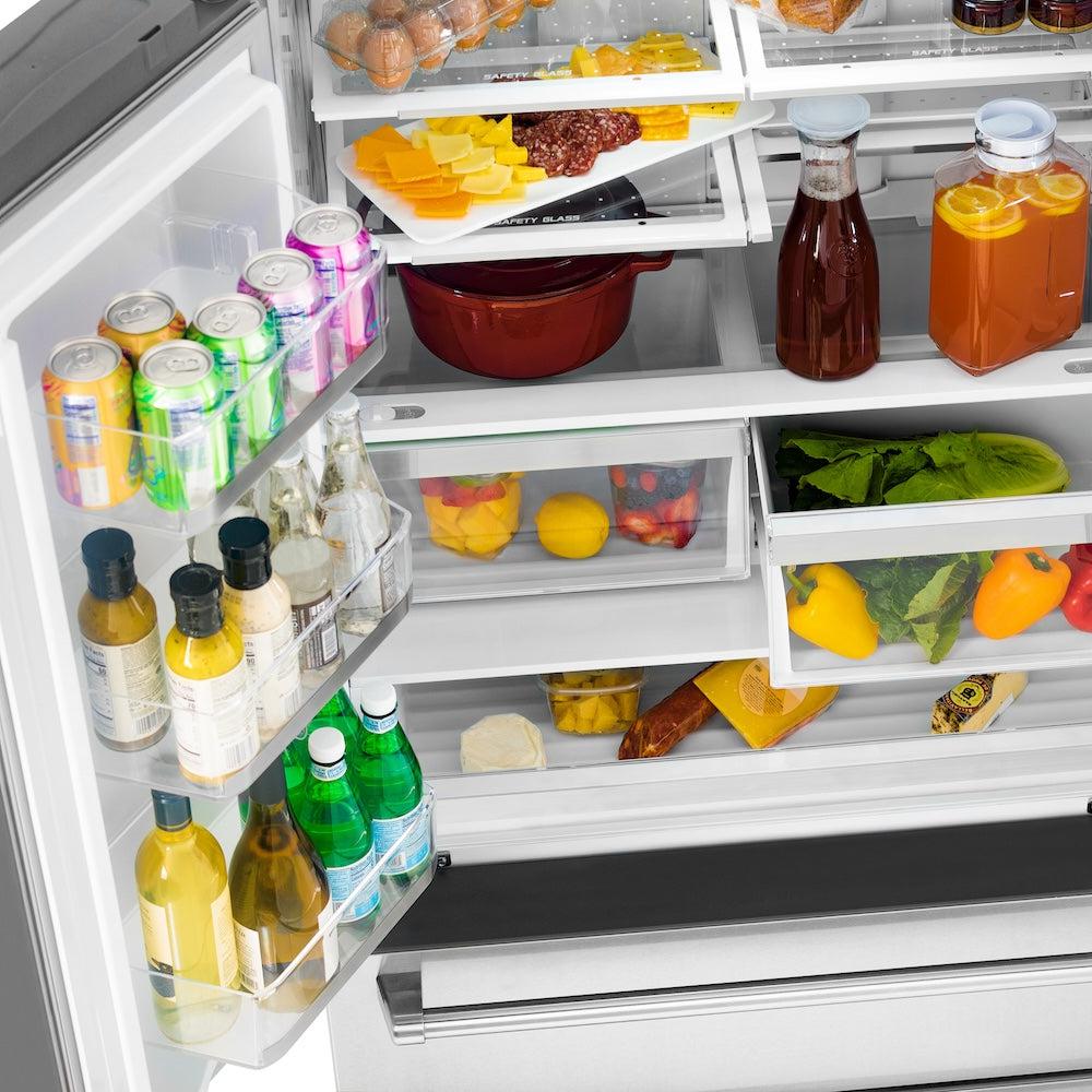 ZLINE 36-Inch Refrigerator 22.5 Cu. Ft. Stainless Steel Ice Maker Gold Square Handles (RFMZ-36-FG)