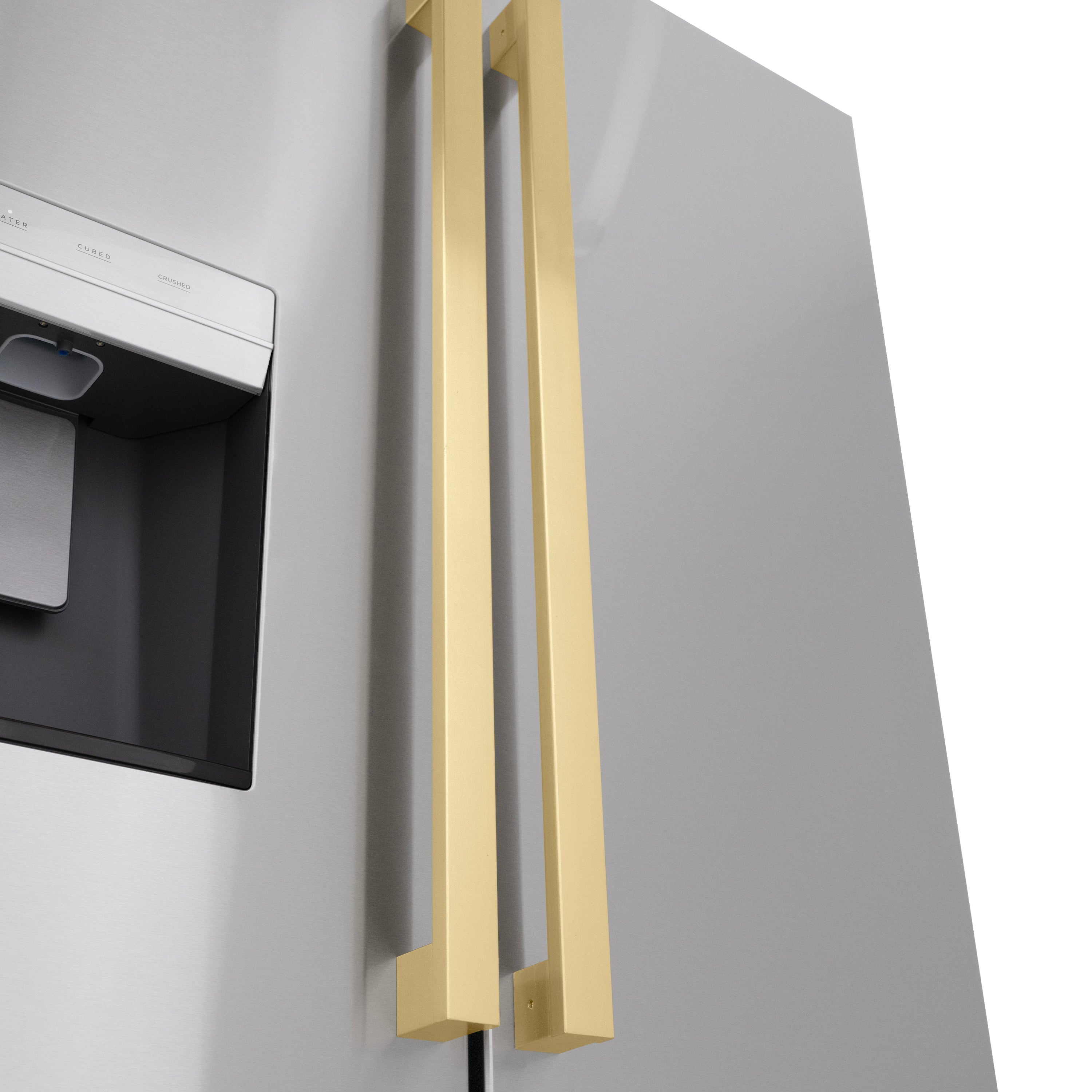 ZLINE 36 in. French Door Refrigerator 28.9 cu. ft. Standard-Depth, Water Dispenser, Dual Ice Maker, Stainless Steel, Bronze Handles (RSMZ-W-36-FCB)