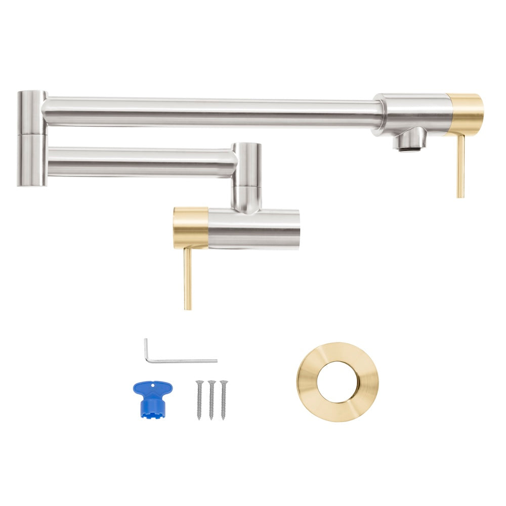 ZLINE Autograph Gemini Pot Filler in Brushed Nickel and Champagne Bronze, GEM-FPF-ZBNCB