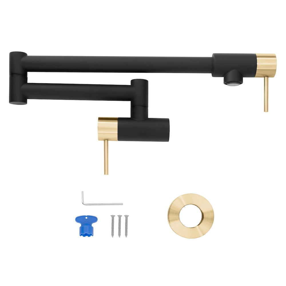 ZLINE Autograph Gemini Pot Filler in Matte Black and Champagne Bronze, GEM-FPF-ZMBCB