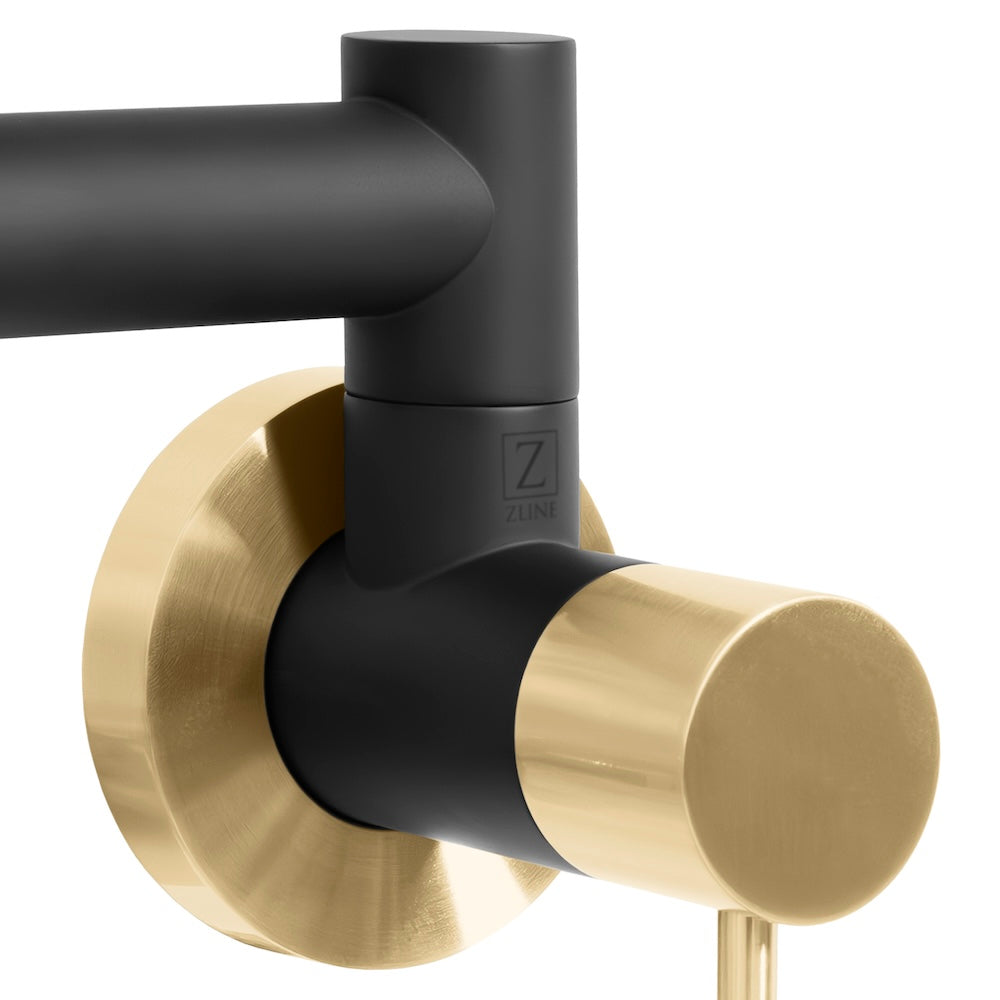 ZLINE Autograph Gemini Pot Filler in Matte Black and Champagne Bronze, GEM-FPF-ZMBCB