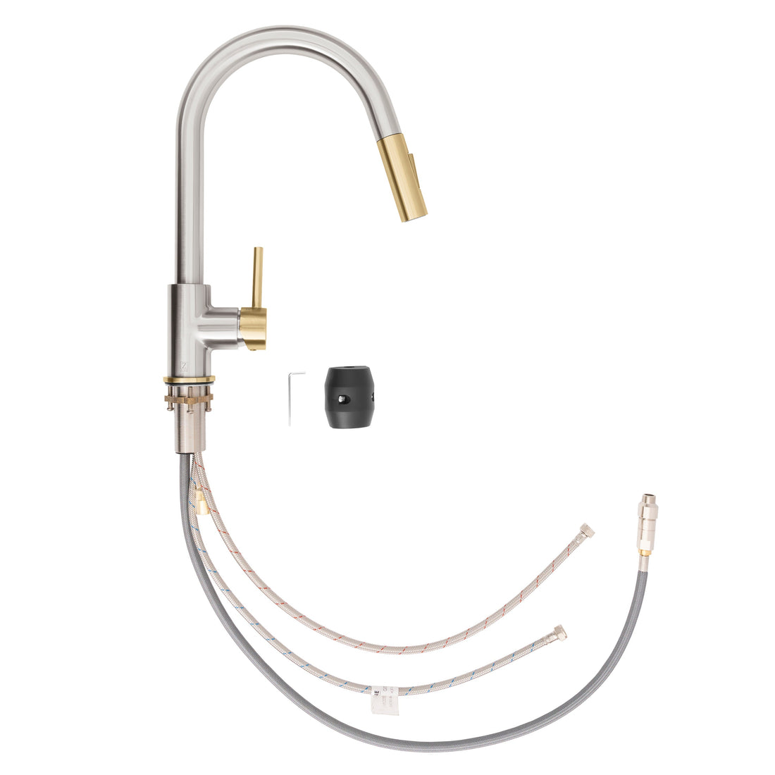 ZLINE Autograph Gemini Pull Down Single Handle Kitchen Faucet in Brushed Nickel and Champagne Bronze, GEM-KF-ZBNCB