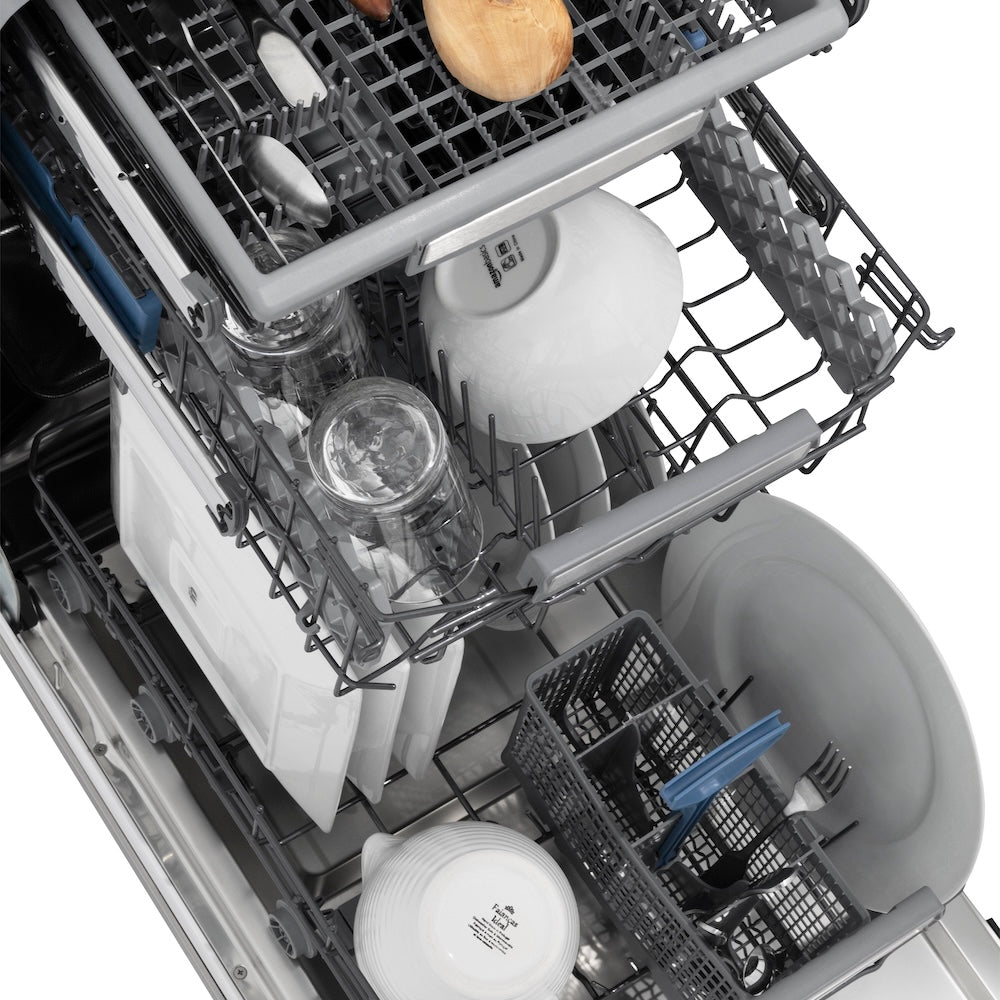 ZLINE Autograph Tallac Series 18-Inch Top Control Dishwasher with 3rd Rack, Custom Panel Ready, Champagne Bronze Handle, DWVZ-18-CB