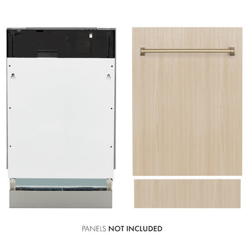 ZLINE Autograph Tallac Series 18-Inch Top Control Dishwasher with 3rd Rack, Custom Panel Ready, Champagne Bronze Handle, DWVZ-18-CB